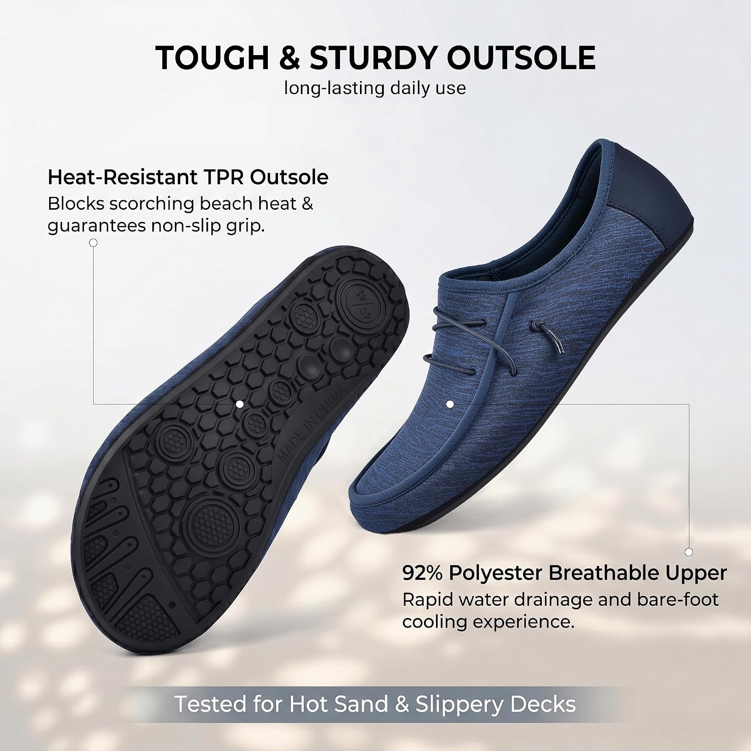 JACKSHIBO Water Shoes for Men Women Puncture Proof Swim Shoes Water Socks | Slip on Loafers, Barefoot Sport, Swimming Aqua Beach Pool Yoga Surf, River Lake Kayaking Boating Diving Cruise Essentials(Blue)