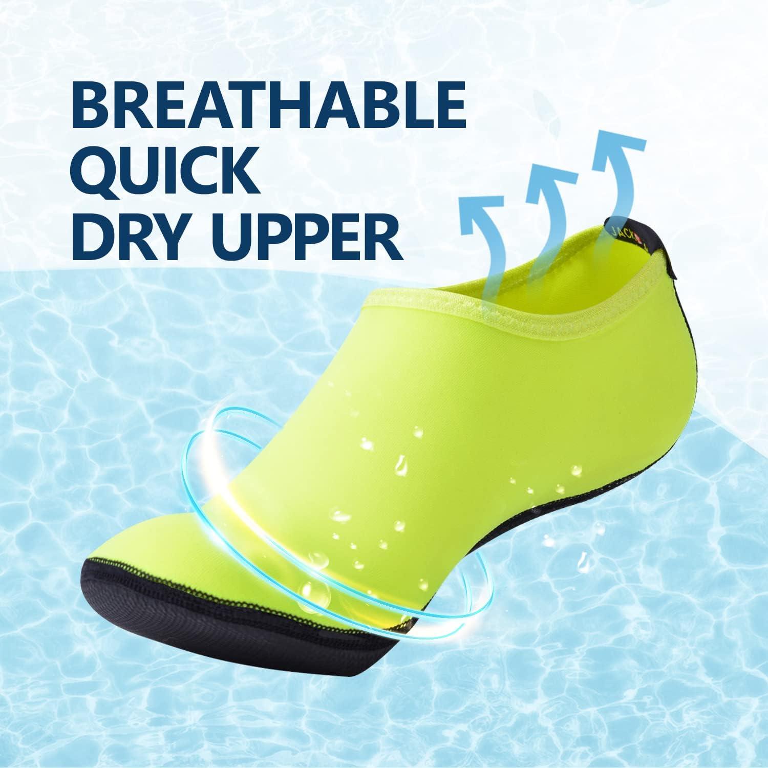 JACKSHIBO Water Shoes for Women Men Swim Shoes Water Socks for Cruise Essentials Swimming Aqua Beach Pool Yoga Surf(Pure Green)