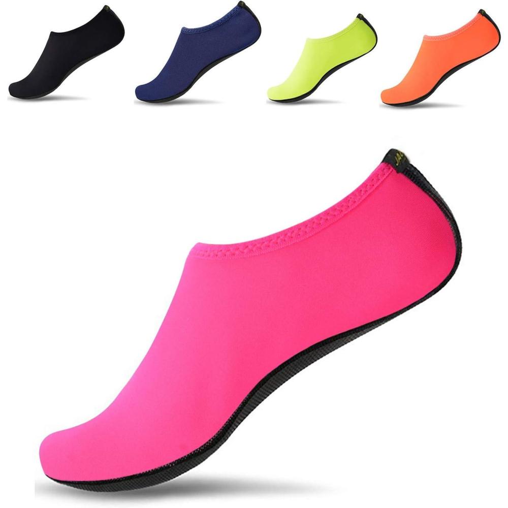 JACKSHIBO Water Shoes for Women Men Swim Shoes Water Socks for Cruise Essentials Swimming Aqua Beach Pool Yoga Surf(Pure Pink)