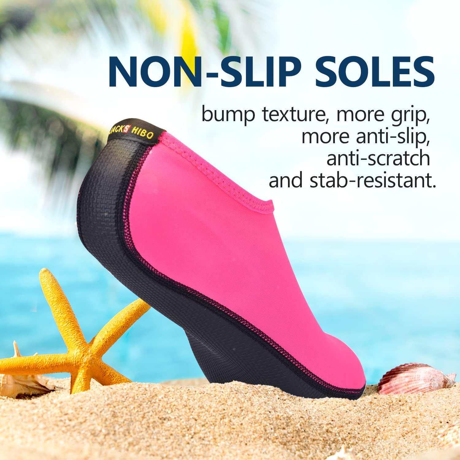 JACKSHIBO Water Shoes for Women Men Swim Shoes Water Socks for Cruise Essentials Swimming Aqua Beach Pool Yoga Surf(Pure Pink)