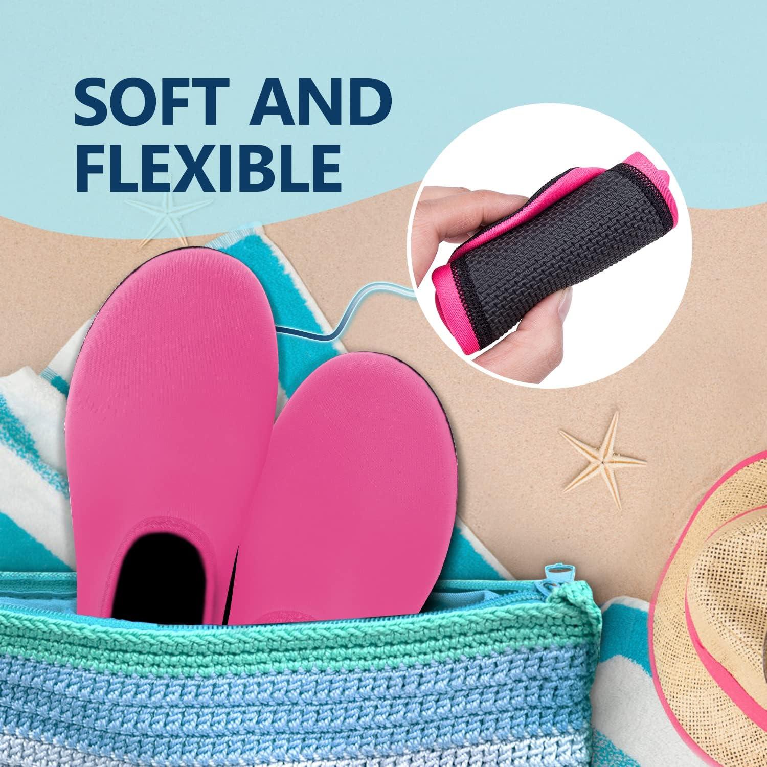 JACKSHIBO Water Shoes for Women Men Swim Shoes Water Socks for Cruise Essentials Swimming Aqua Beach Pool Yoga Surf(Pure Pink)