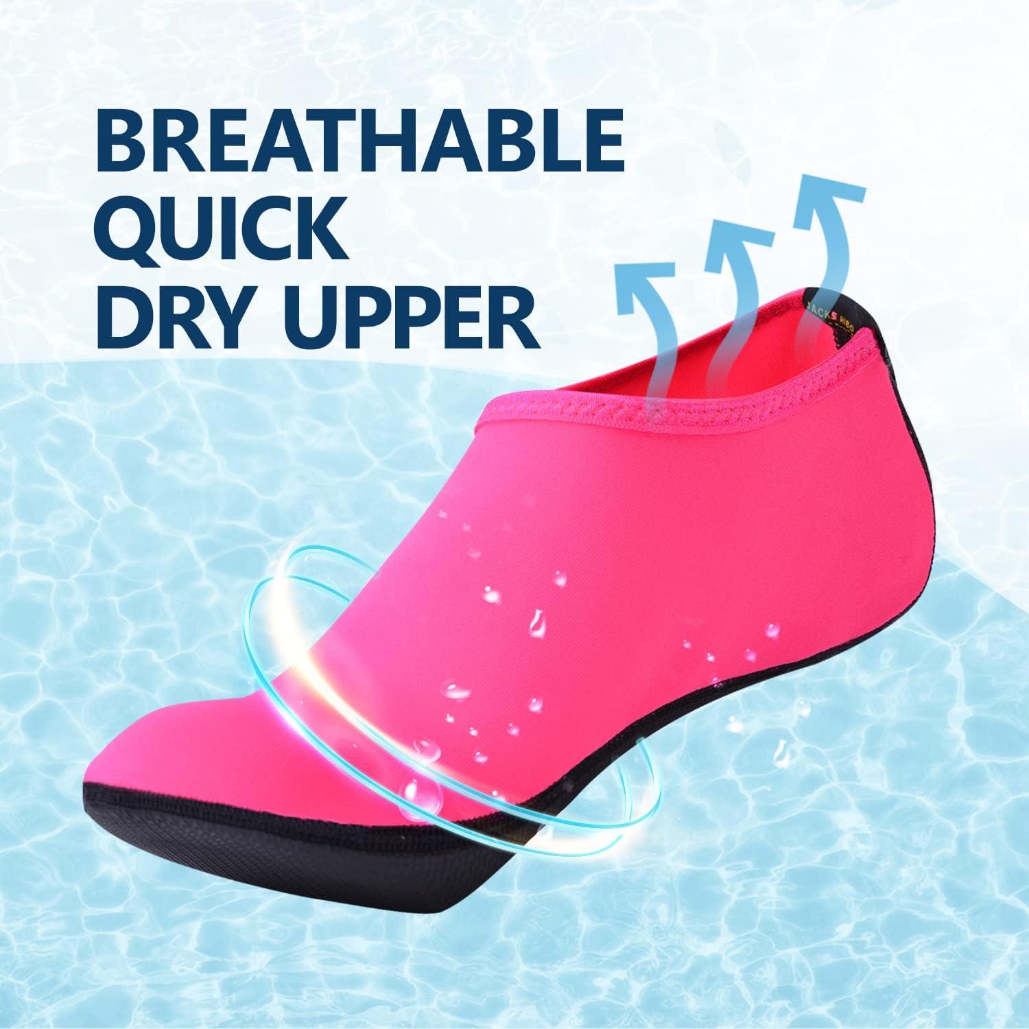 JACKSHIBO Water Shoes for Women Men Swim Shoes Water Socks for Cruise Essentials Swimming Aqua Beach Pool Yoga Surf(Pure Pink)