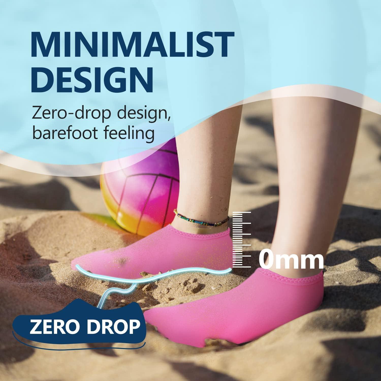 JACKSHIBO Water Shoes for Women Men Swim Shoes Water Socks for Cruise Essentials Swimming Aqua Beach Pool Yoga Surf(Pure Pink)