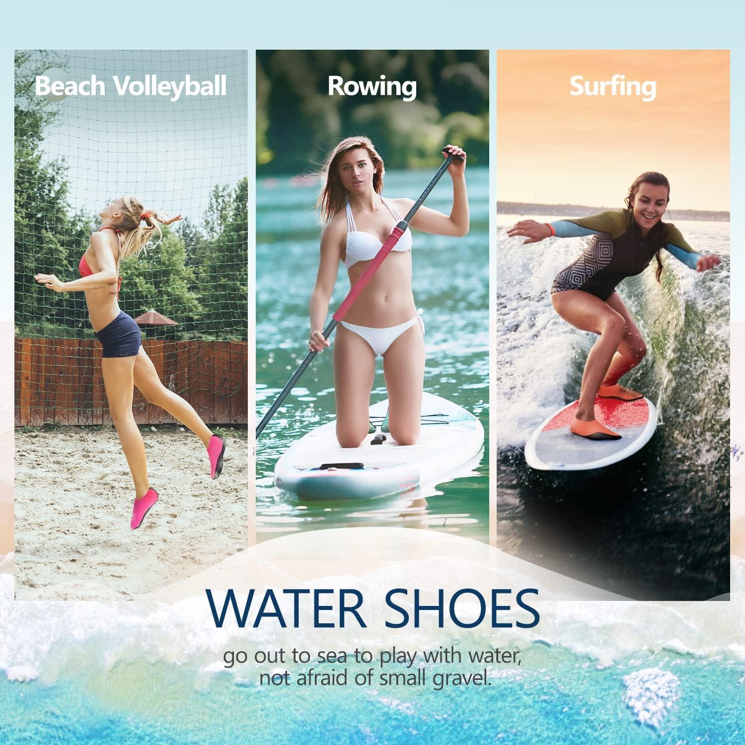 JACKSHIBO Water Shoes for Women Men Swim Shoes Water Socks for Cruise Essentials Swimming Aqua Beach Pool Yoga Surf(Pure Pink)
