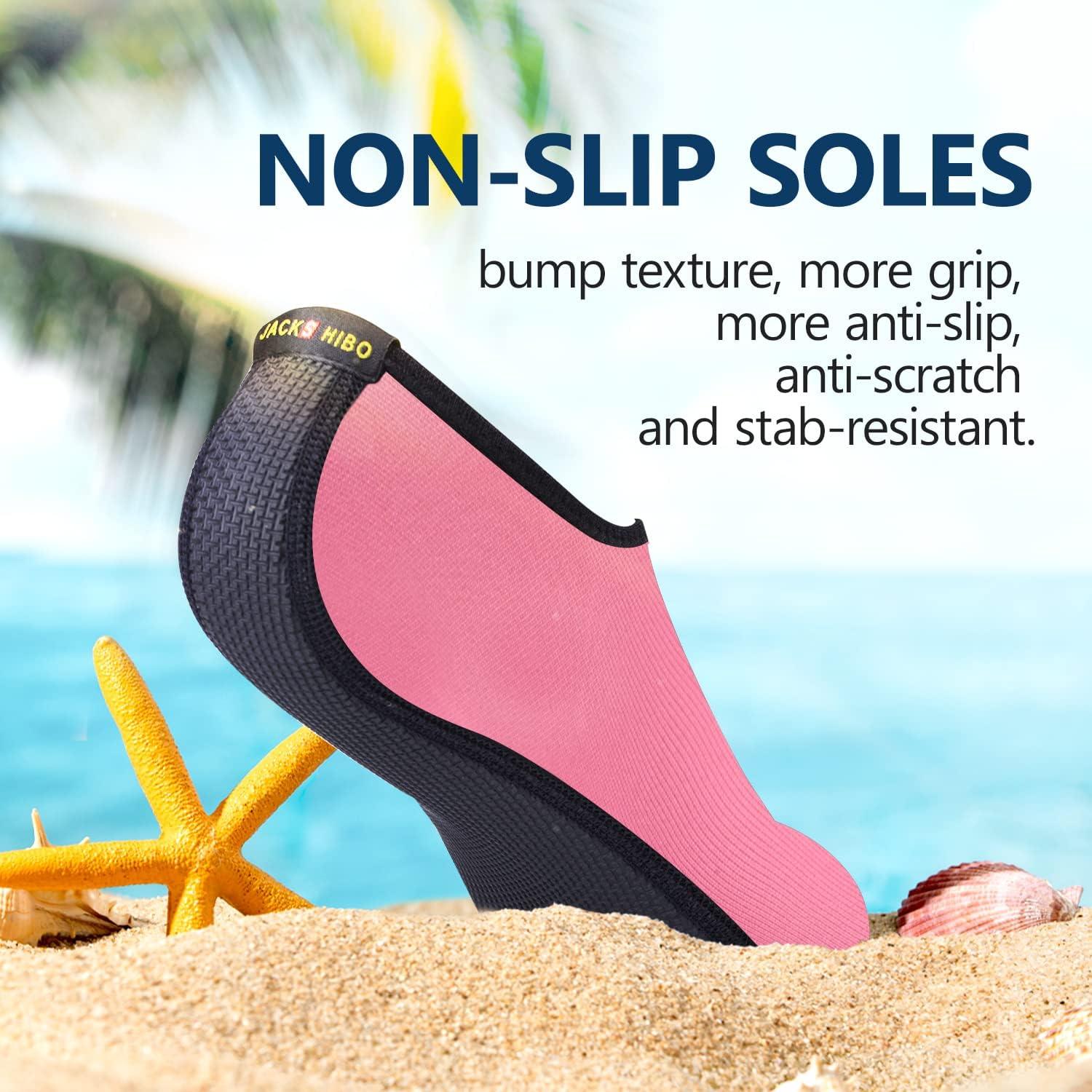 JACKSHIBO Water Shoes for Women Men Swim Shoes Water Socks for Cruise Essentials Swimming Aqua Beach Pool Yoga Surf(Pure Pink 1)