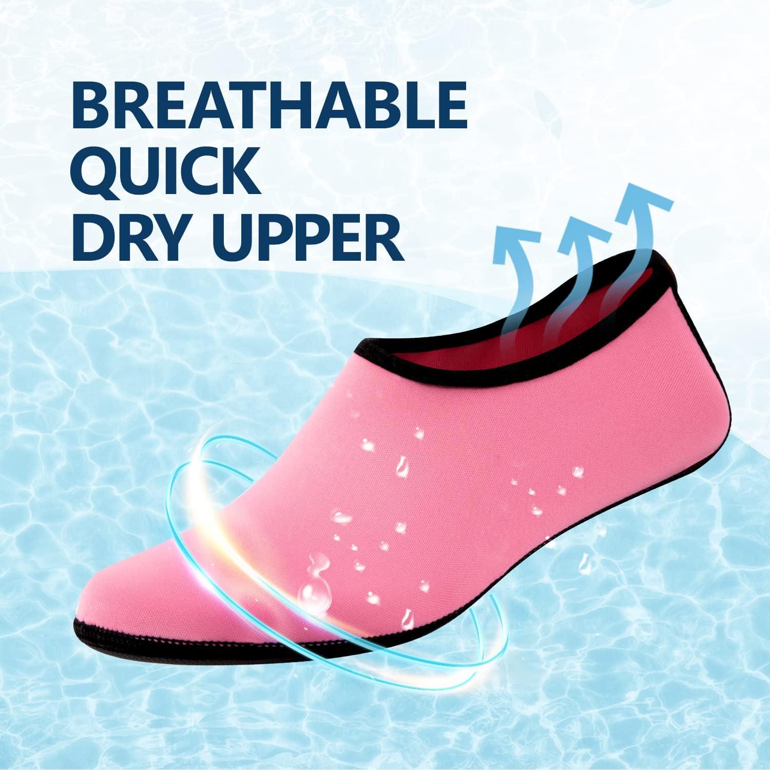 JACKSHIBO Water Shoes for Women Men Swim Shoes Water Socks for Cruise Essentials Swimming Aqua Beach Pool Yoga Surf(Pure Pink 1)