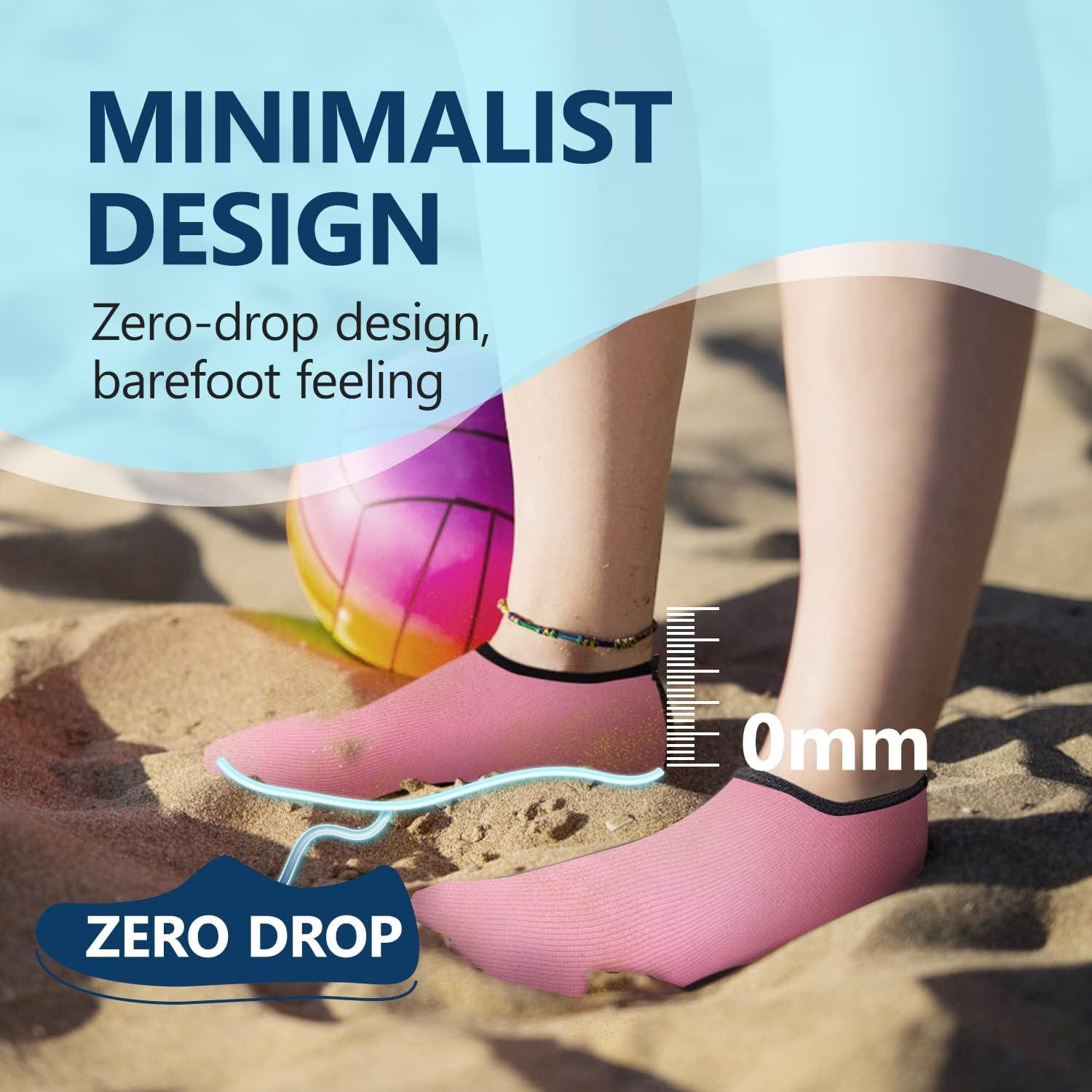 JACKSHIBO Water Shoes for Women Men Swim Shoes Water Socks for Cruise Essentials Swimming Aqua Beach Pool Yoga Surf(Pure Pink 1)