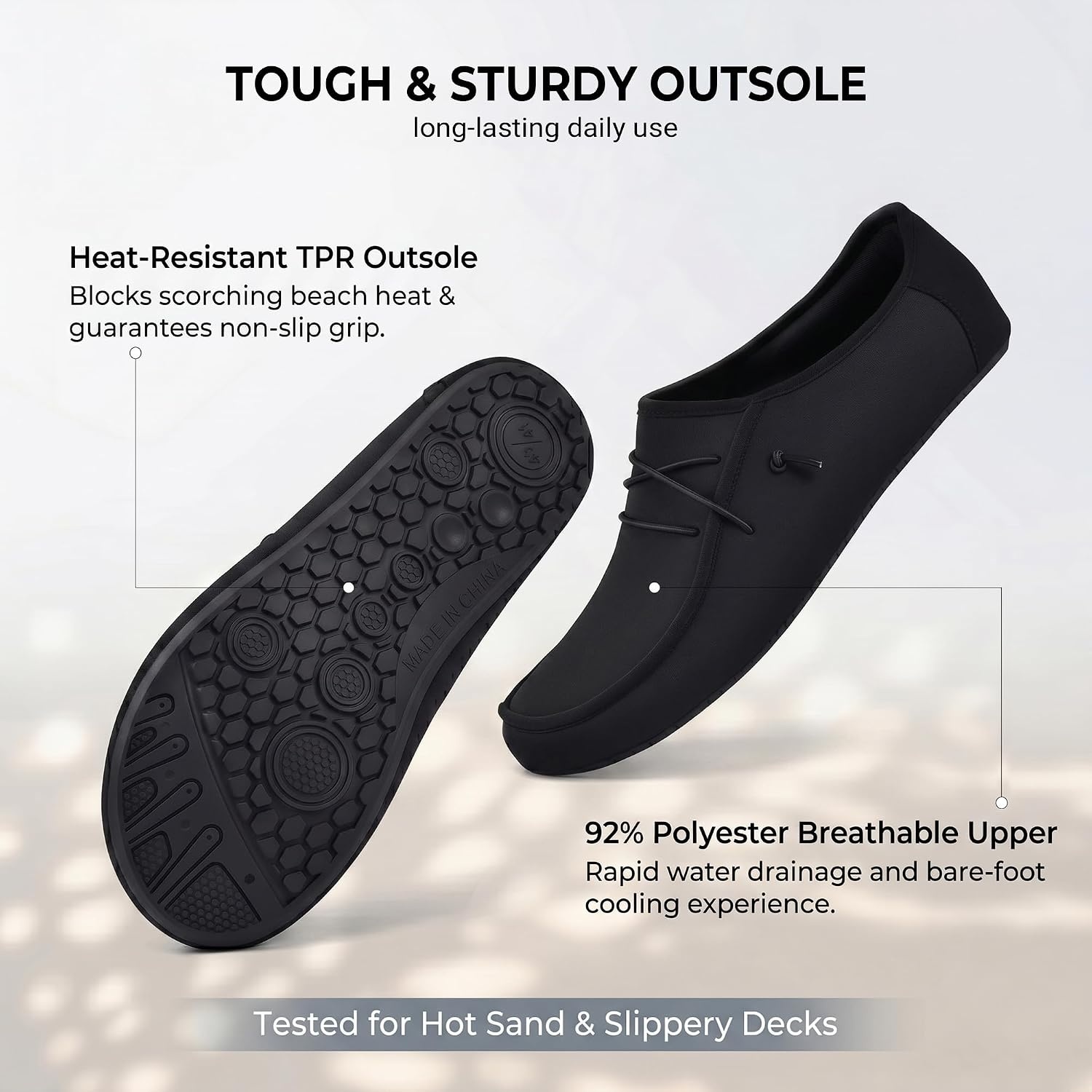 JACKSHIBO Water Shoes for Men Women Puncture Proof Swim Shoes Water Socks | Slip on Loafers, Barefoot Sport, Swimming Aqua Beach Pool Yoga Surf, River Lake Kayaking Boating Diving Cruise Essentials(Black)
