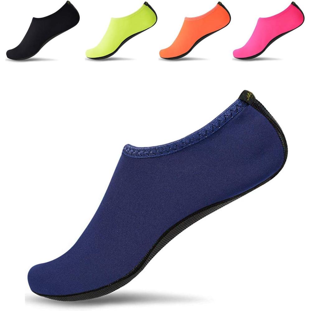 JACKSHIBO Water Shoes for Women Men Swim Shoes Water Socks for Cruise Essentials Swimming Aqua Beach Pool Yoga Surf(Pure Dark Blue)