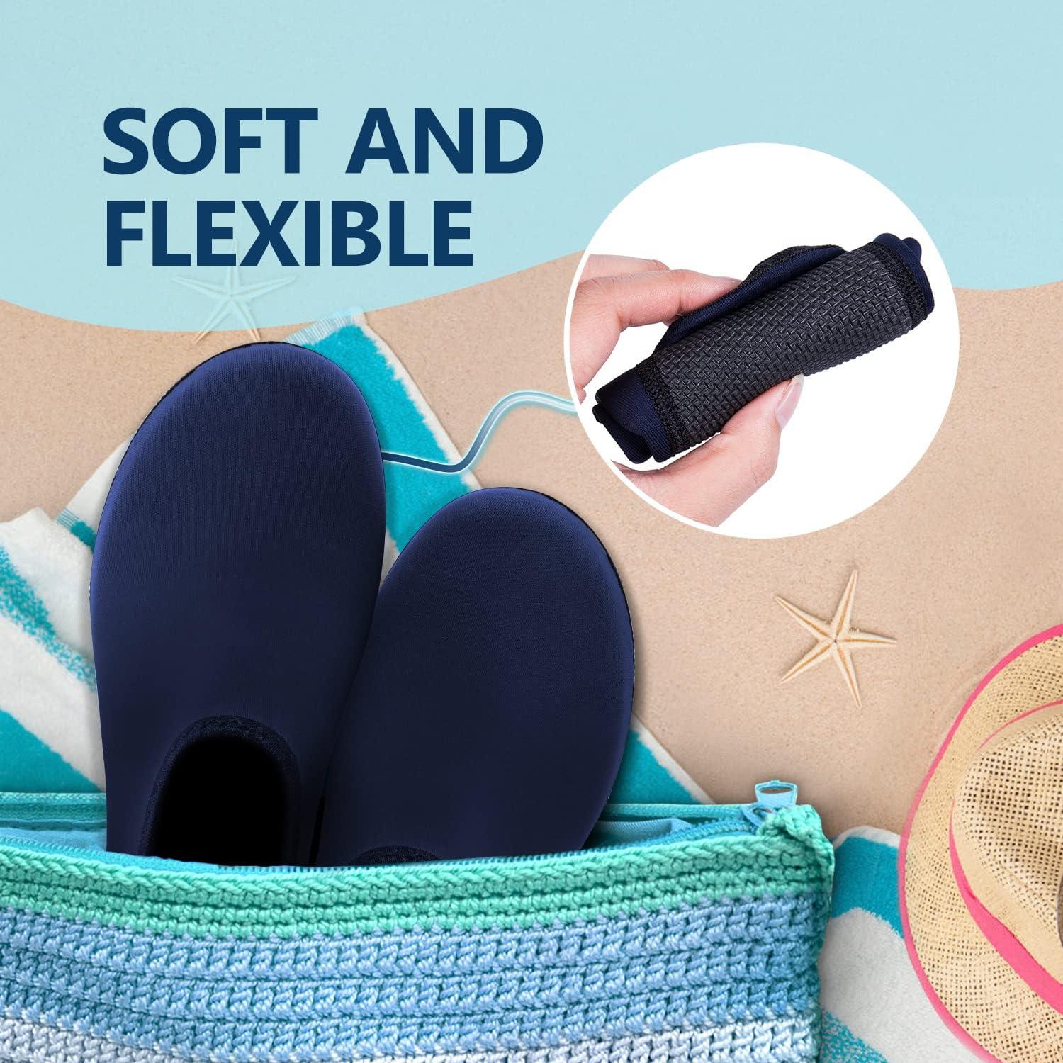 JACKSHIBO Water Shoes for Women Men Swim Shoes Water Socks for Cruise Essentials Swimming Aqua Beach Pool Yoga Surf(Pure Dark Blue)