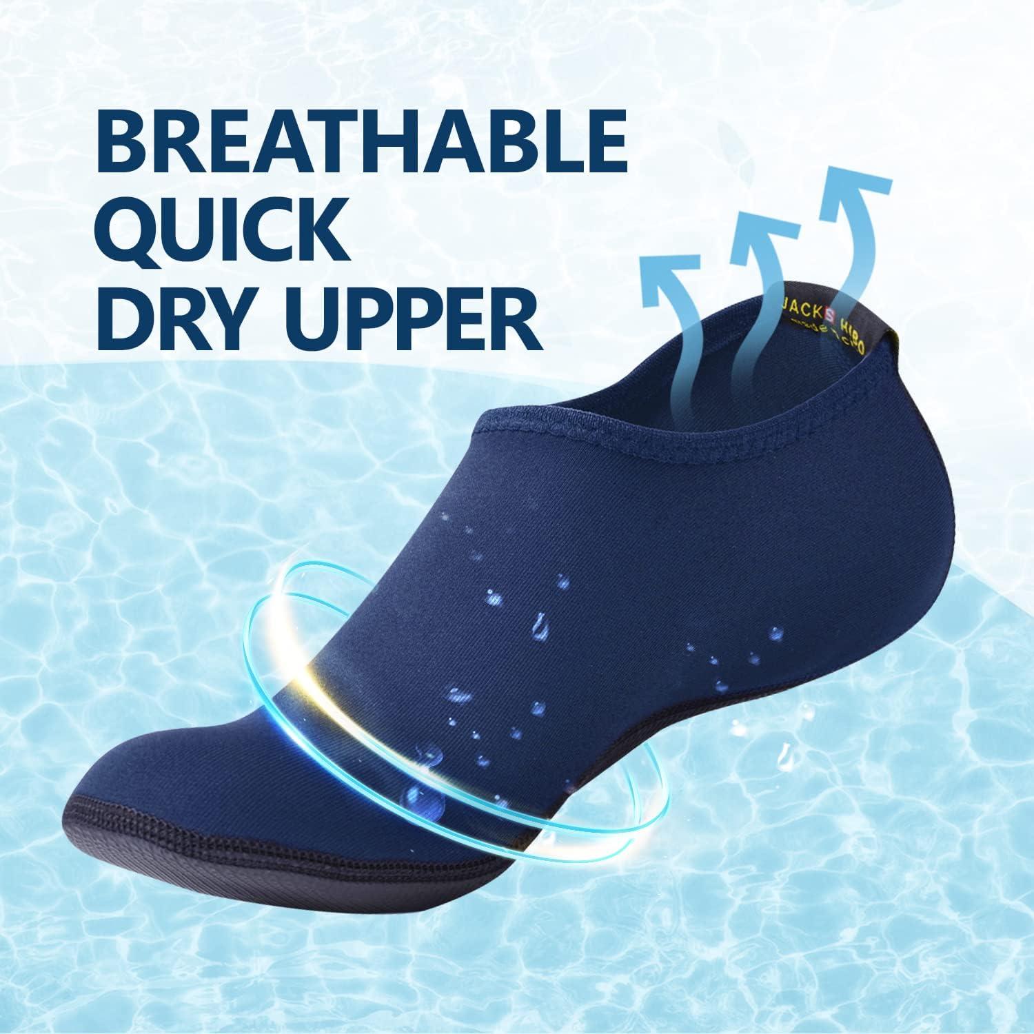JACKSHIBO Water Shoes for Women Men Swim Shoes Water Socks for Cruise Essentials Swimming Aqua Beach Pool Yoga Surf(Pure Dark Blue)