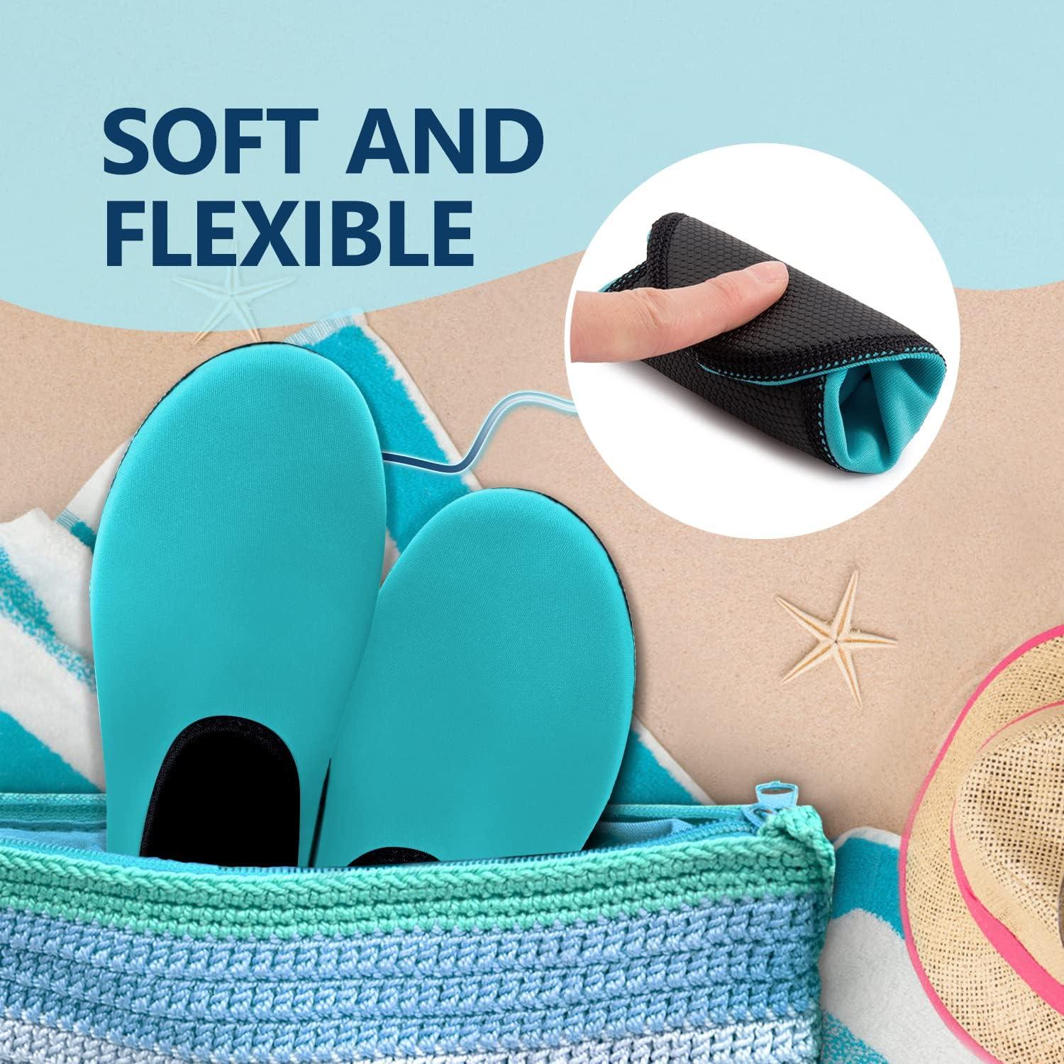 JACKSHIBO Water Shoes for Women Men Swim Shoes Water Socks for Cruise Essentials Swimming Aqua Beach Pool Yoga Surf(Blue 1)