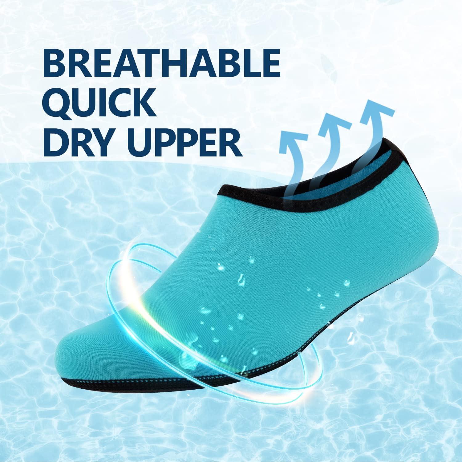 JACKSHIBO Water Shoes for Women Men Swim Shoes Water Socks for Cruise Essentials Swimming Aqua Beach Pool Yoga Surf(Blue 1)