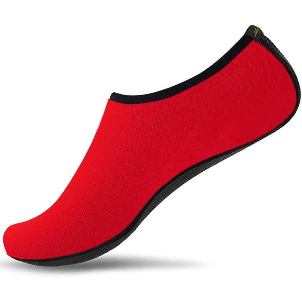 JACKSHIBO Water Shoes for Women Men Swim Shoes Water Socks for Cruise Essentials Swimming Aqua Beach Pool Yoga Surf(Red 1)