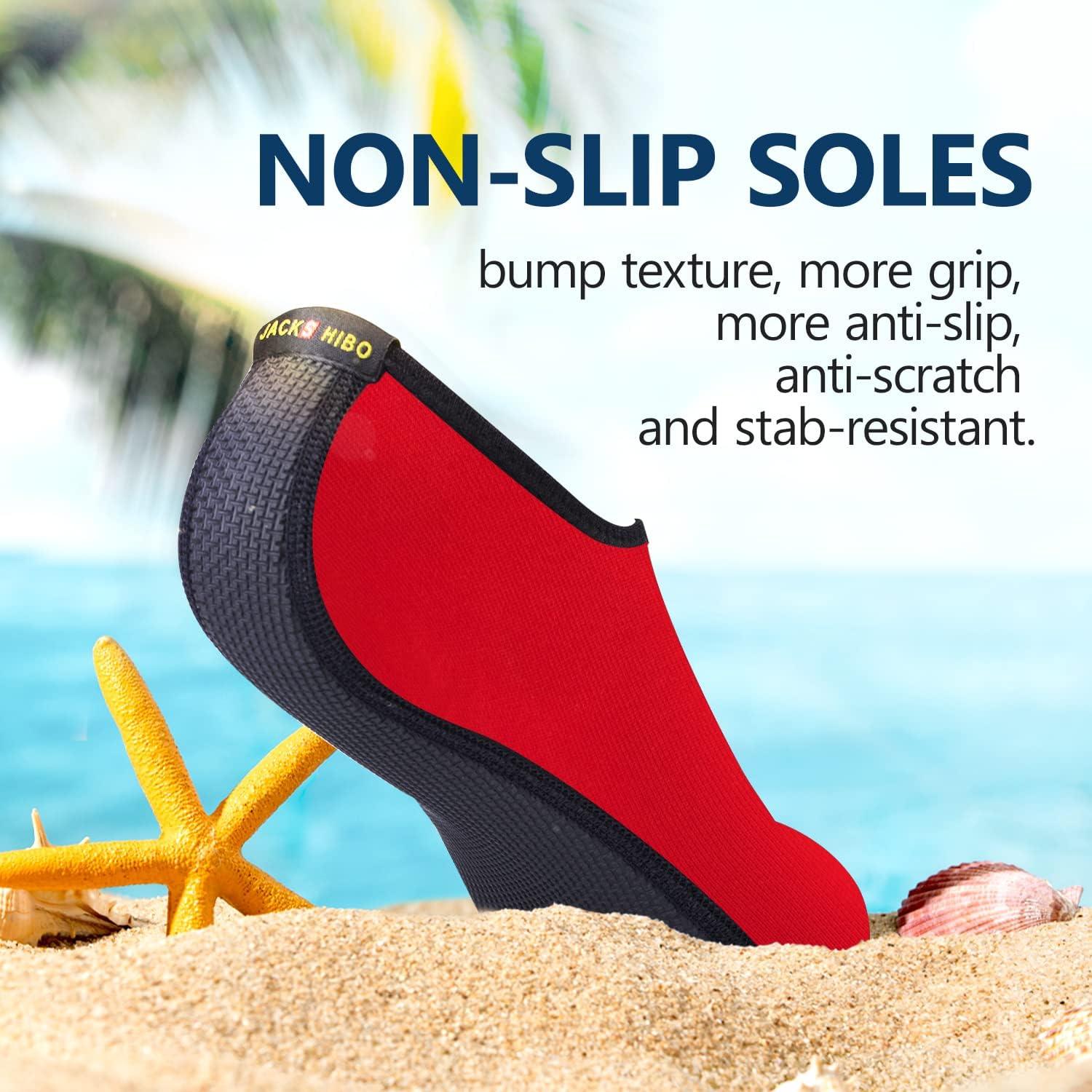 JACKSHIBO Water Shoes for Women Men Swim Shoes Water Socks for Cruise Essentials Swimming Aqua Beach Pool Yoga Surf(Red 1)