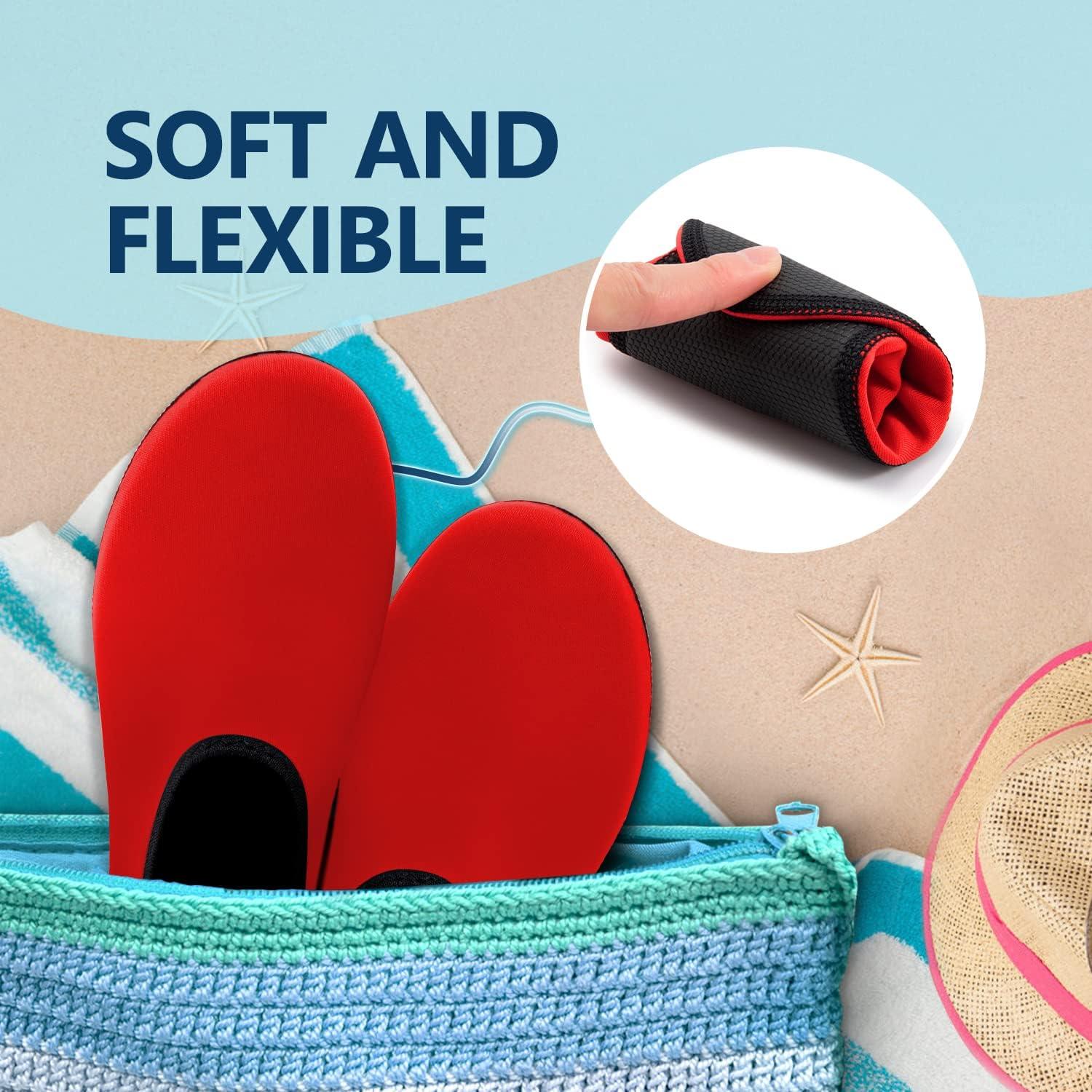 JACKSHIBO Water Shoes for Women Men Swim Shoes Water Socks for Cruise Essentials Swimming Aqua Beach Pool Yoga Surf(Red 1)