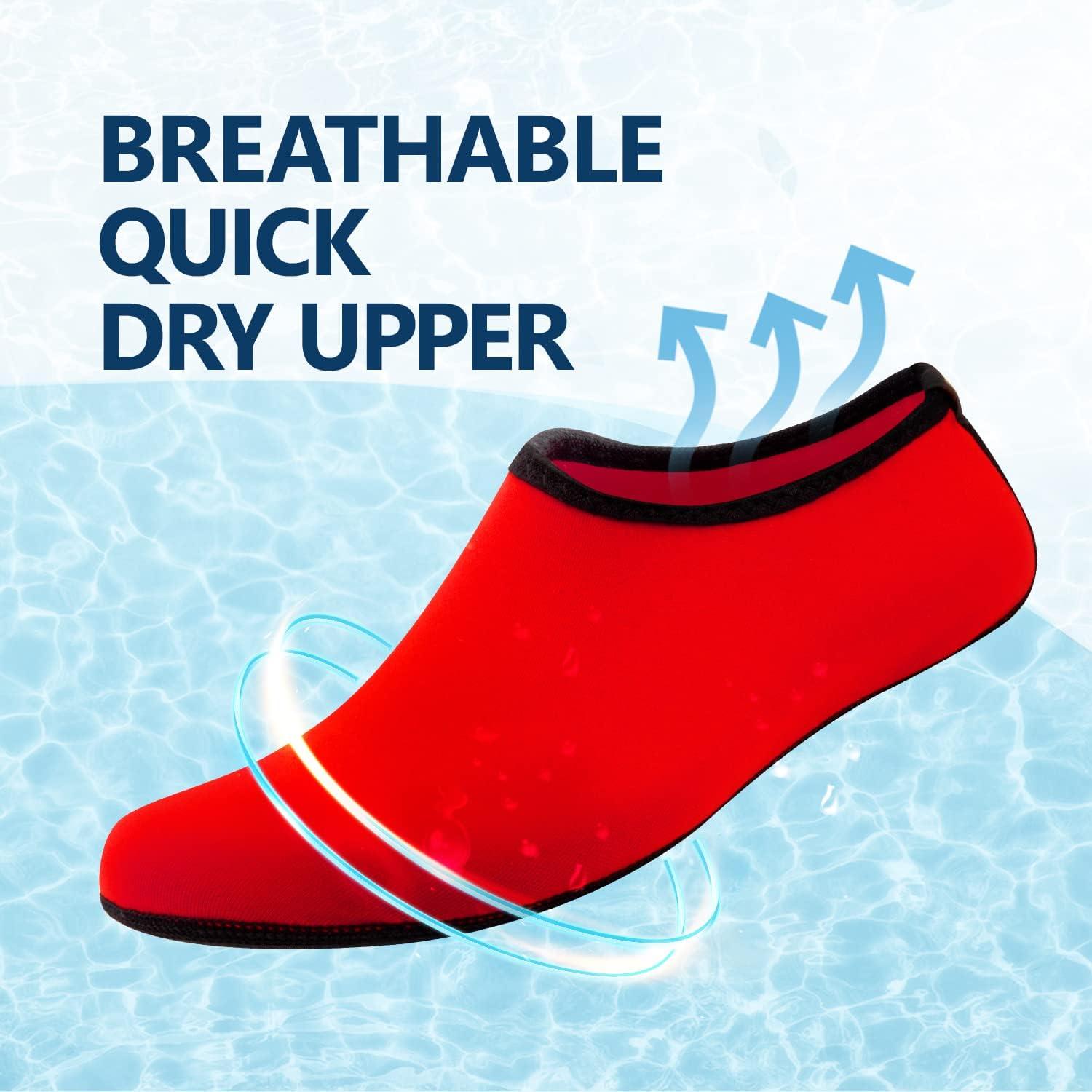 JACKSHIBO Water Shoes for Women Men Swim Shoes Water Socks for Cruise Essentials Swimming Aqua Beach Pool Yoga Surf(Red 1)
