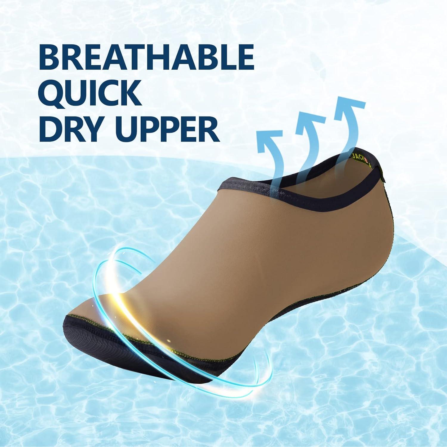 JACKSHIBO Water Shoes for Women Men Swim Shoes Water Socks for Cruise Essentials Swimming Aqua Beach Pool Yoga Surf(Chocolate)