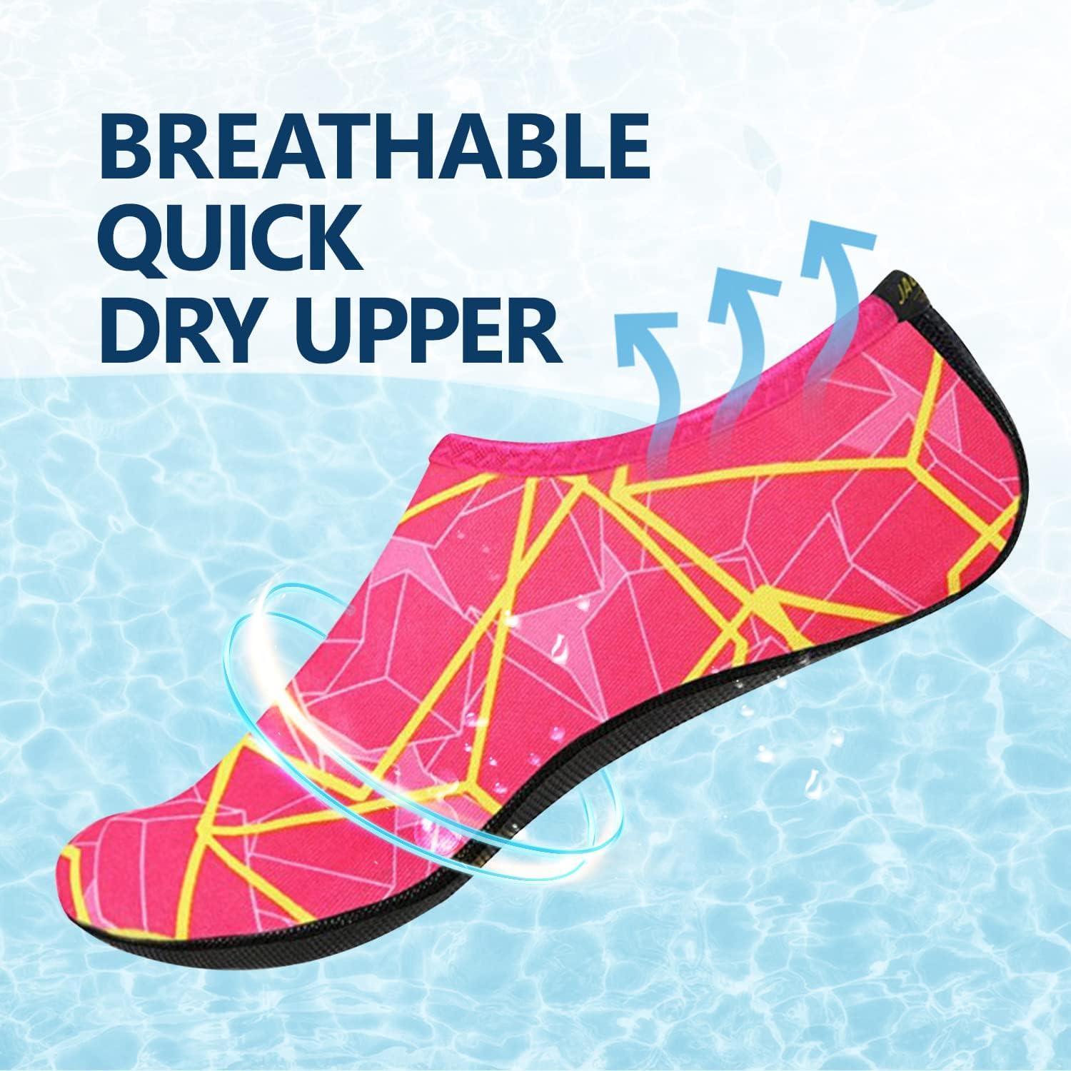 JACKSHIBO Water Shoes for Women Men Swim Shoes Water Socks for Cruise Essentials Swimming Aqua Beach Pool Yoga Surf(Rose Red)