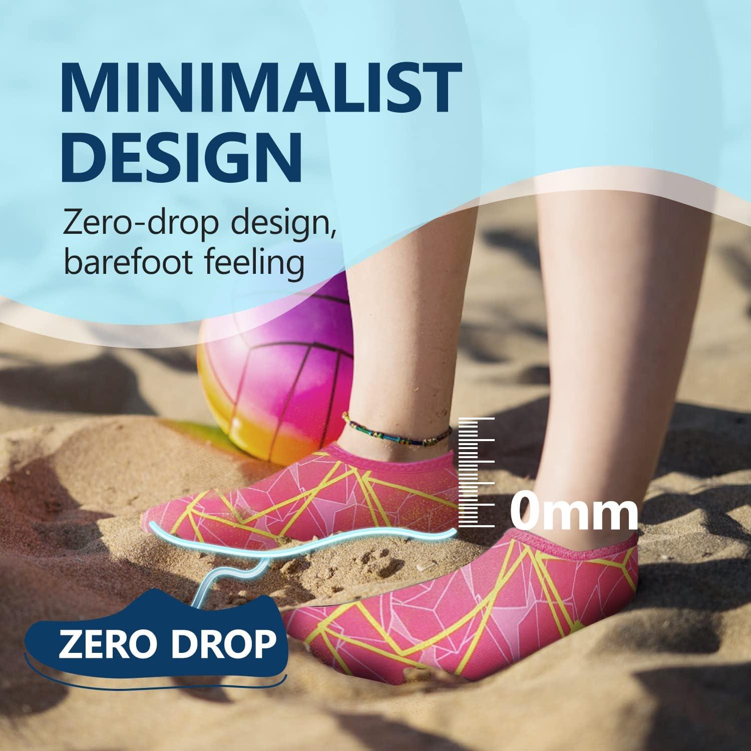 JACKSHIBO Water Shoes for Women Men Swim Shoes Water Socks for Cruise Essentials Swimming Aqua Beach Pool Yoga Surf(Rose Red)