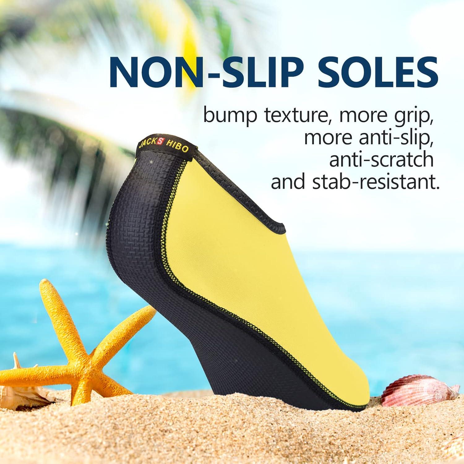 JACKSHIBO Water Shoes for Women Men Swim Shoes Water Socks for Cruise Essentials Swimming Aqua Beach Pool Yoga Surf(Yellow 1)