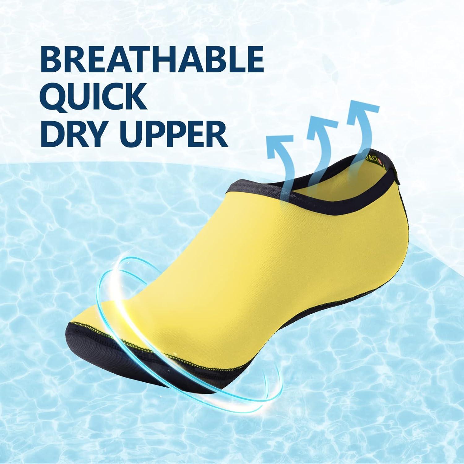 JACKSHIBO Water Shoes for Women Men Swim Shoes Water Socks for Cruise Essentials Swimming Aqua Beach Pool Yoga Surf(Yellow 1)