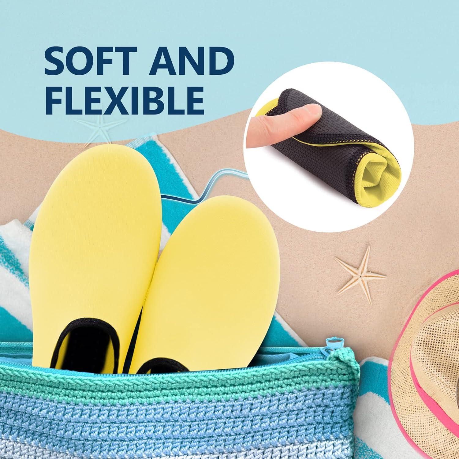 JACKSHIBO Water Shoes for Women Men Swim Shoes Water Socks for Cruise Essentials Swimming Aqua Beach Pool Yoga Surf(Yellow 1)