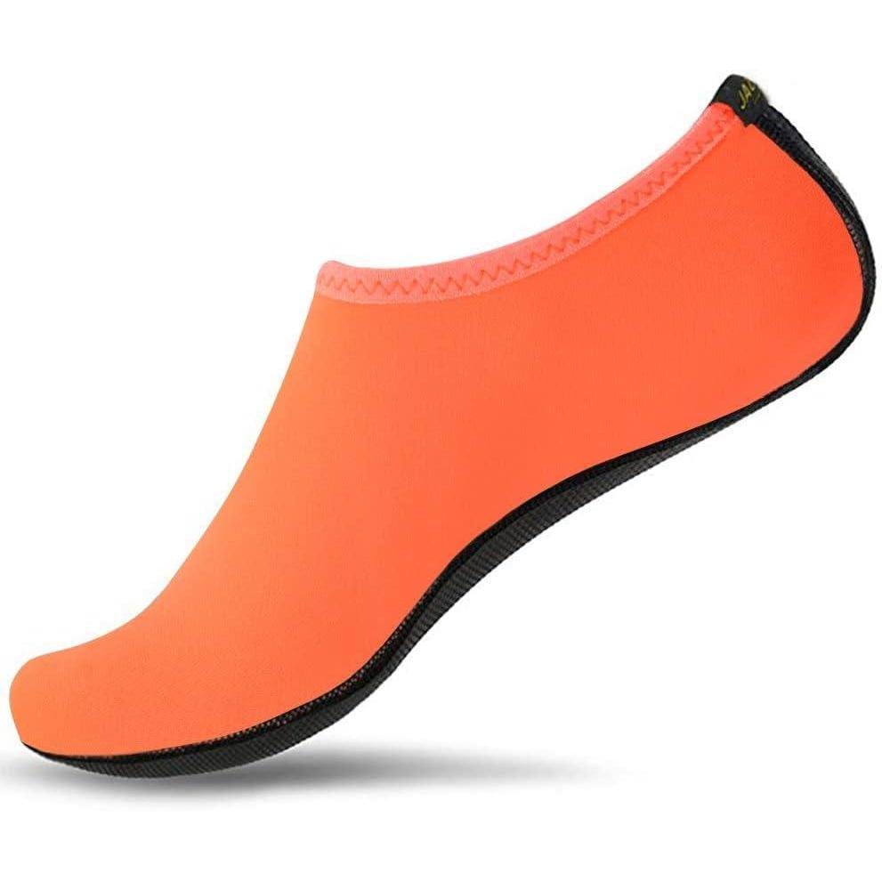 JACKSHIBO Water Shoes for Women Men Swim Shoes Water Socks for Cruise Essentials Swimming Aqua Beach Pool Yoga Surf(Pure Orange)
