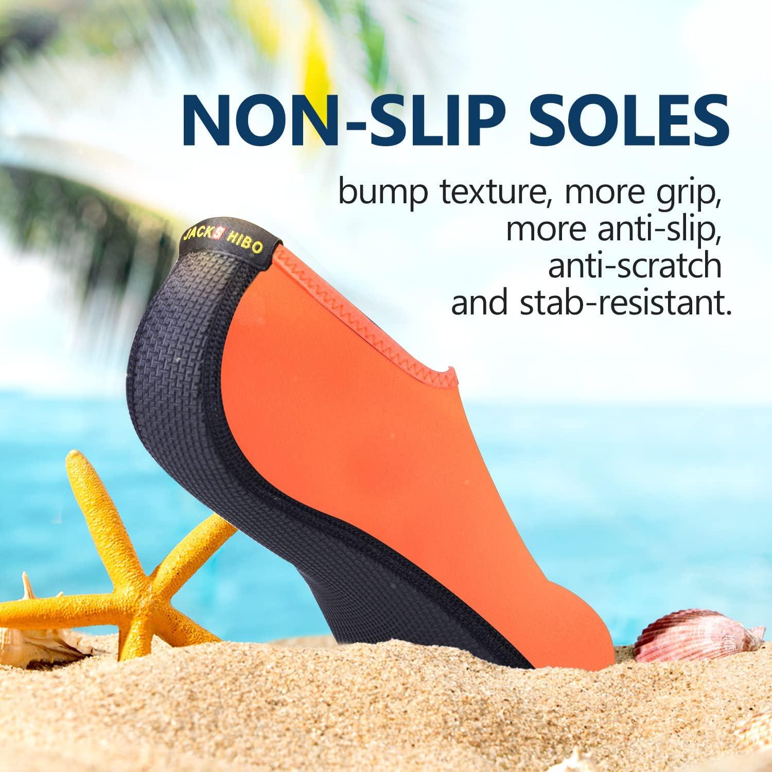 JACKSHIBO Water Shoes for Women Men Swim Shoes Water Socks for Cruise Essentials Swimming Aqua Beach Pool Yoga Surf(Pure Orange)
