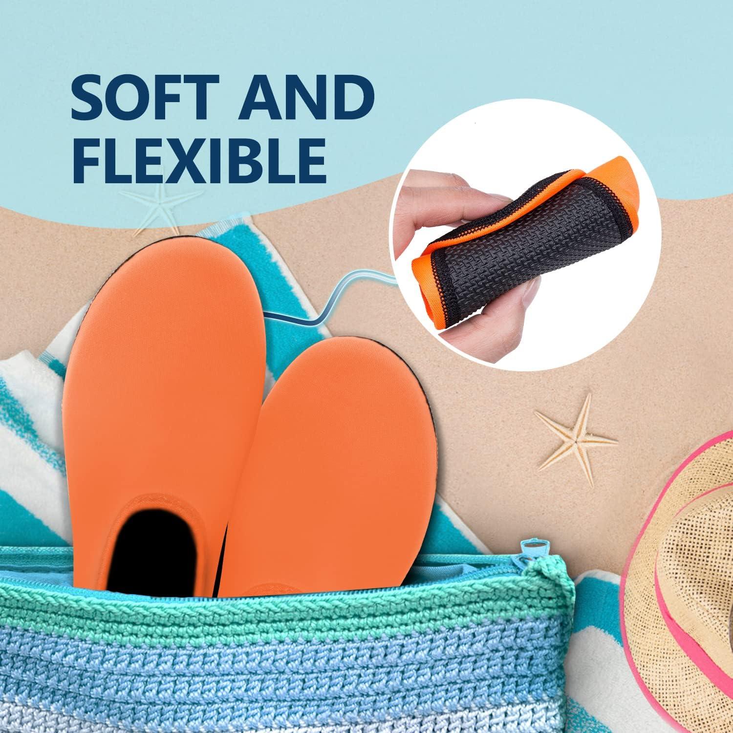 JACKSHIBO Water Shoes for Women Men Swim Shoes Water Socks for Cruise Essentials Swimming Aqua Beach Pool Yoga Surf(Pure Orange)