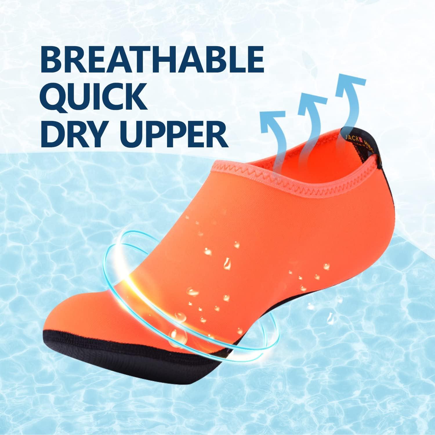 JACKSHIBO Water Shoes for Women Men Swim Shoes Water Socks for Cruise Essentials Swimming Aqua Beach Pool Yoga Surf(Pure Orange)