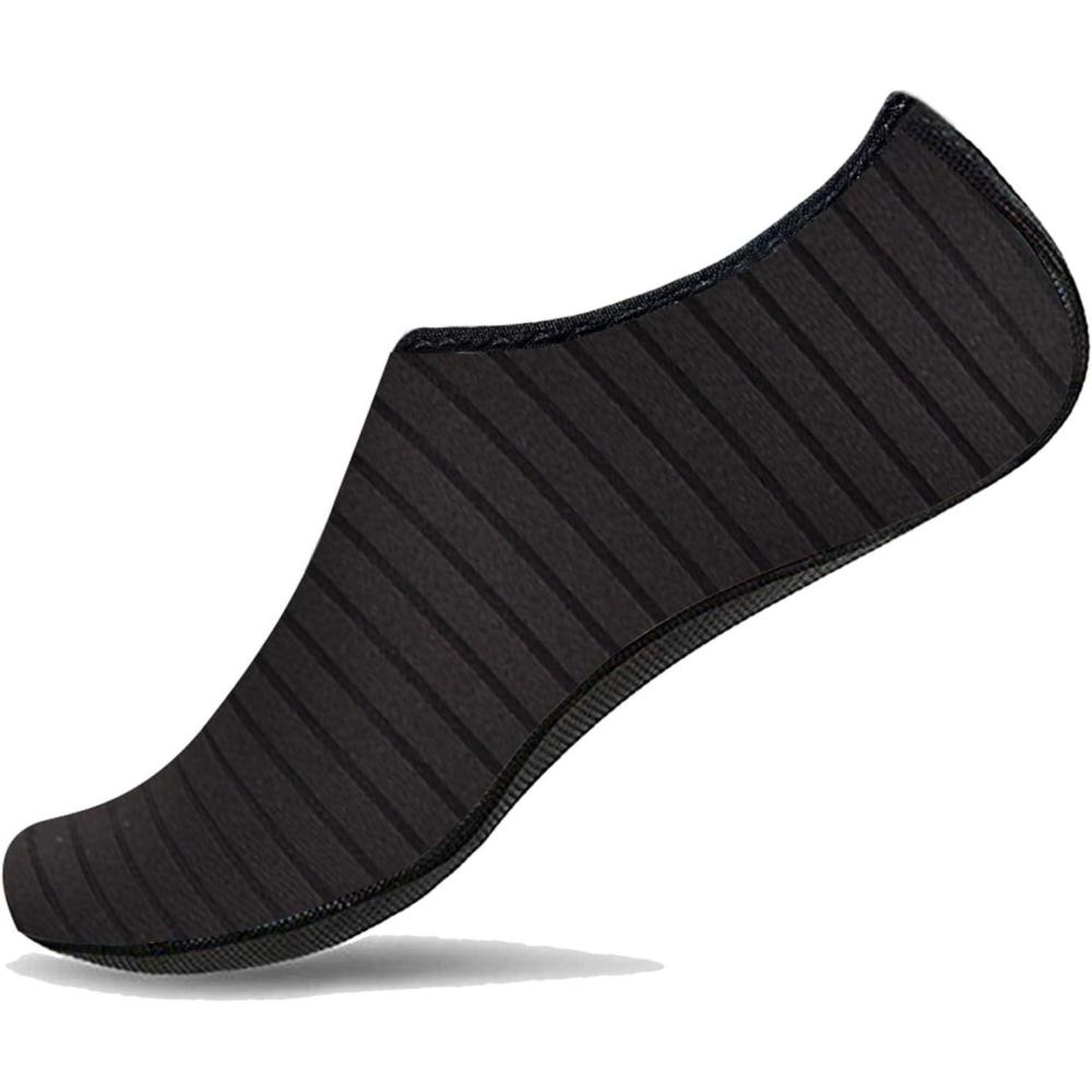 JACKSHIBO Water Shoes for Women Men Swim Shoes Water Socks for Cruise Essentials Swimming Aqua Beach Pool Yoga Surf(Blackstripe)