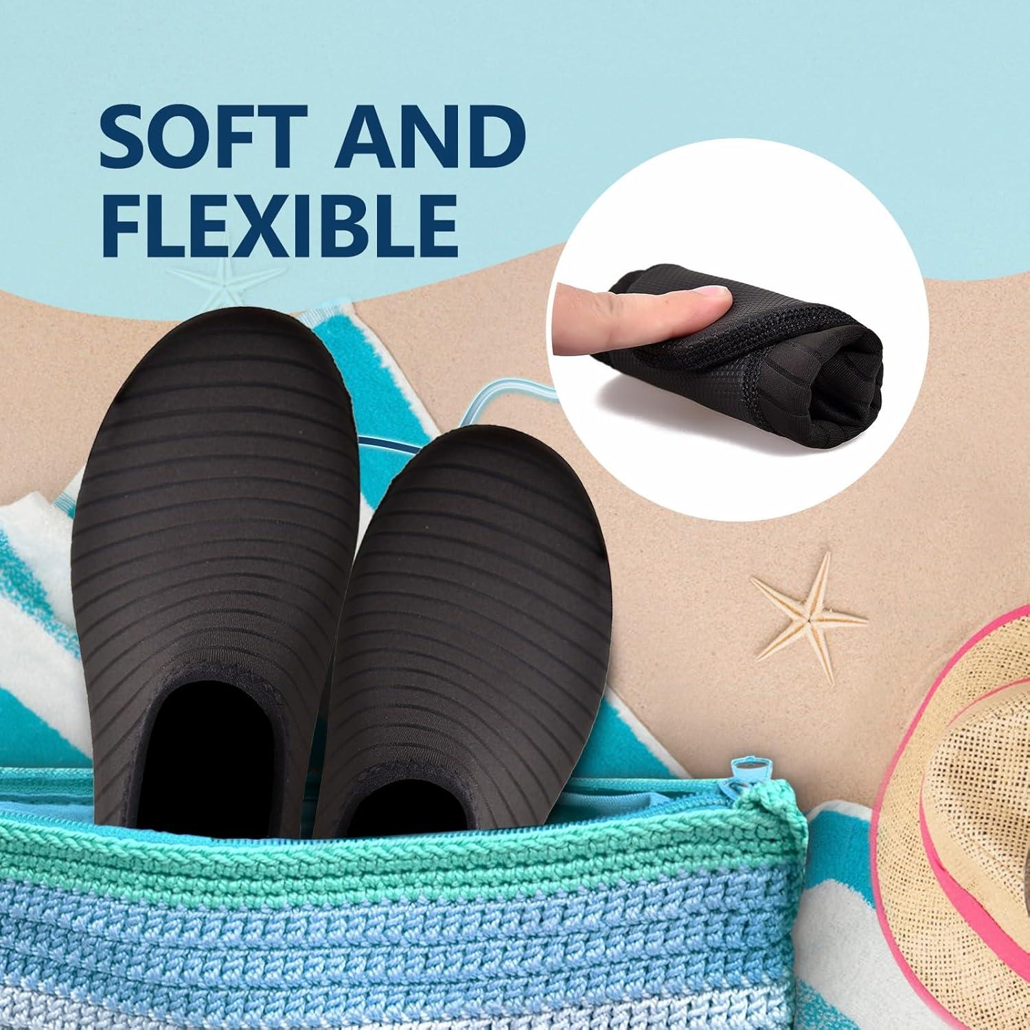 JACKSHIBO Water Shoes for Women Men Swim Shoes Water Socks for Cruise Essentials Swimming Aqua Beach Pool Yoga Surf(Blackstripe)