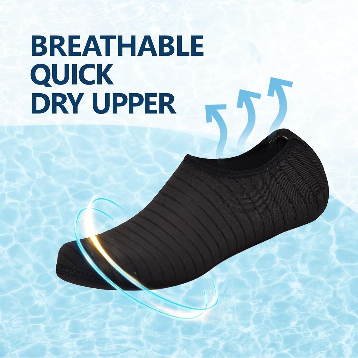 JACKSHIBO Water Shoes for Women Men Swim Shoes Water Socks for Cruise Essentials Swimming Aqua Beach Pool Yoga Surf(Blackstripe)
