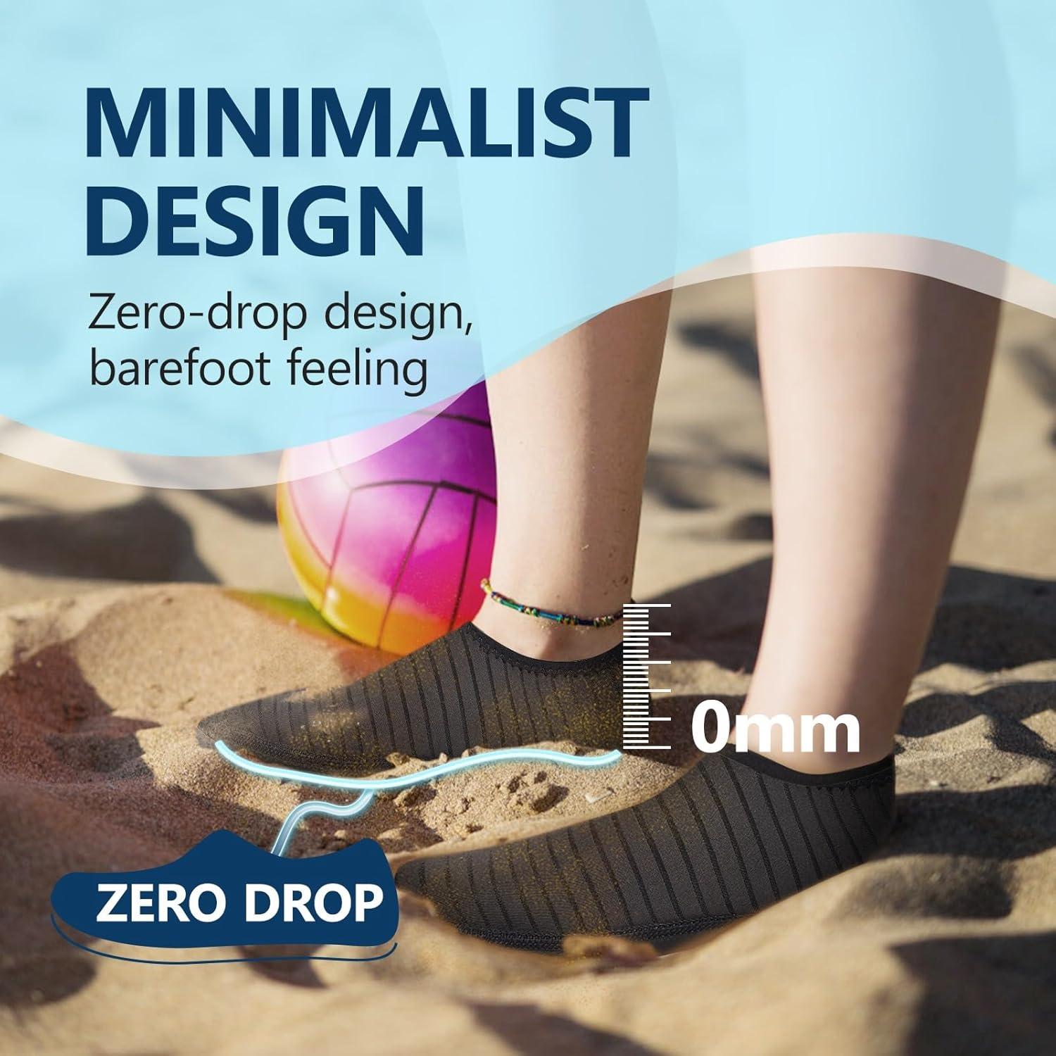 JACKSHIBO Water Shoes for Women Men Swim Shoes Water Socks for Cruise Essentials Swimming Aqua Beach Pool Yoga Surf(Blackstripe)