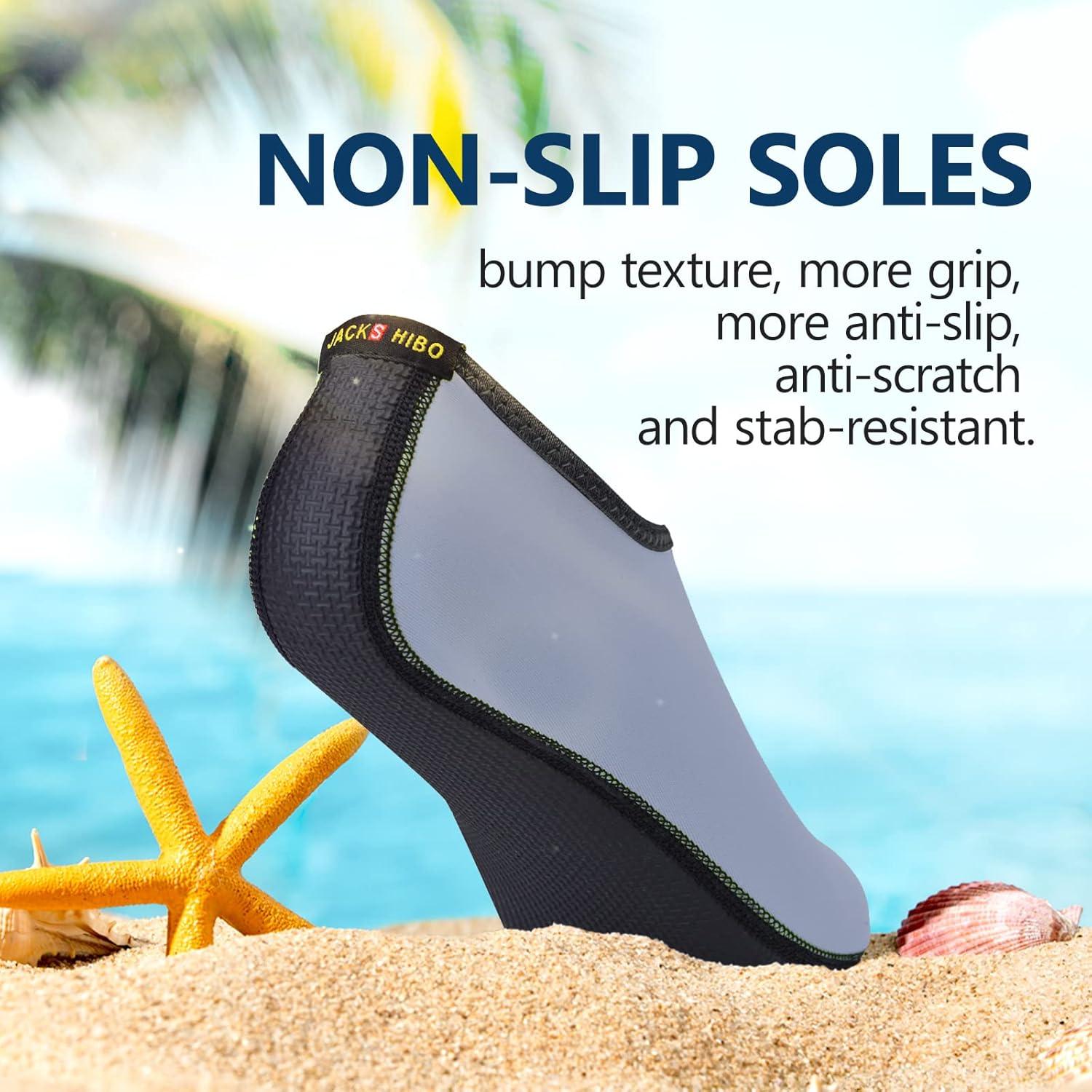 JACKSHIBO Water Shoes for Women Men Swim Shoes Water Socks for Cruise Essentials Swimming Aqua Beach Pool Yoga Surf(Slategrey)