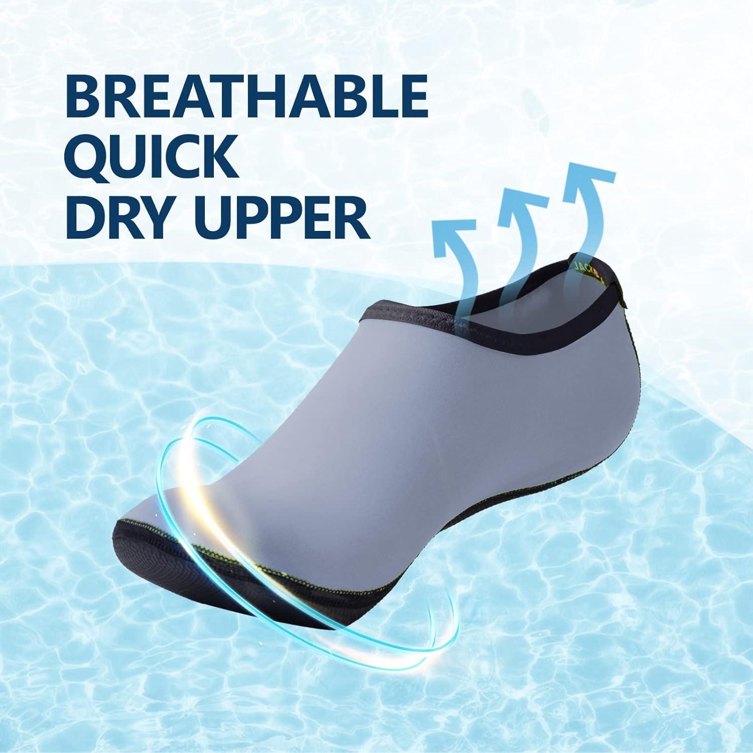 JACKSHIBO Water Shoes for Women Men Swim Shoes Water Socks for Cruise Essentials Swimming Aqua Beach Pool Yoga Surf(Slategrey)