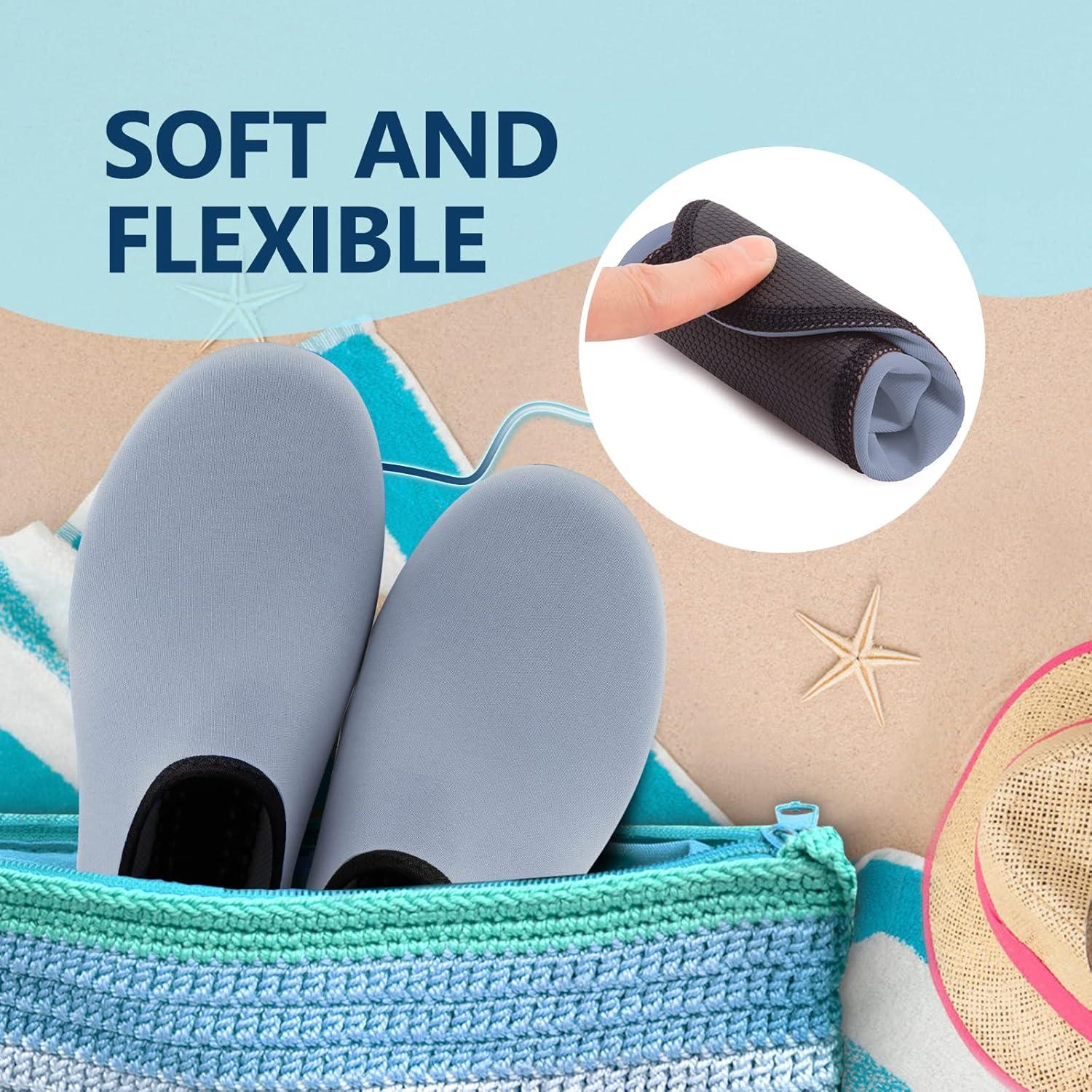 JACKSHIBO Water Shoes for Women Men Swim Shoes Water Socks for Cruise Essentials Swimming Aqua Beach Pool Yoga Surf(Slategrey)