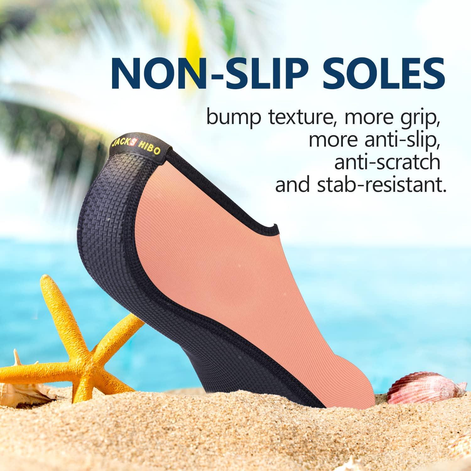 JACKSHIBO Water Shoes for Women Men Swim Shoes Water Socks for Cruise Essentials Swimming Aqua Beach Pool Yoga Surf(Orange 1)