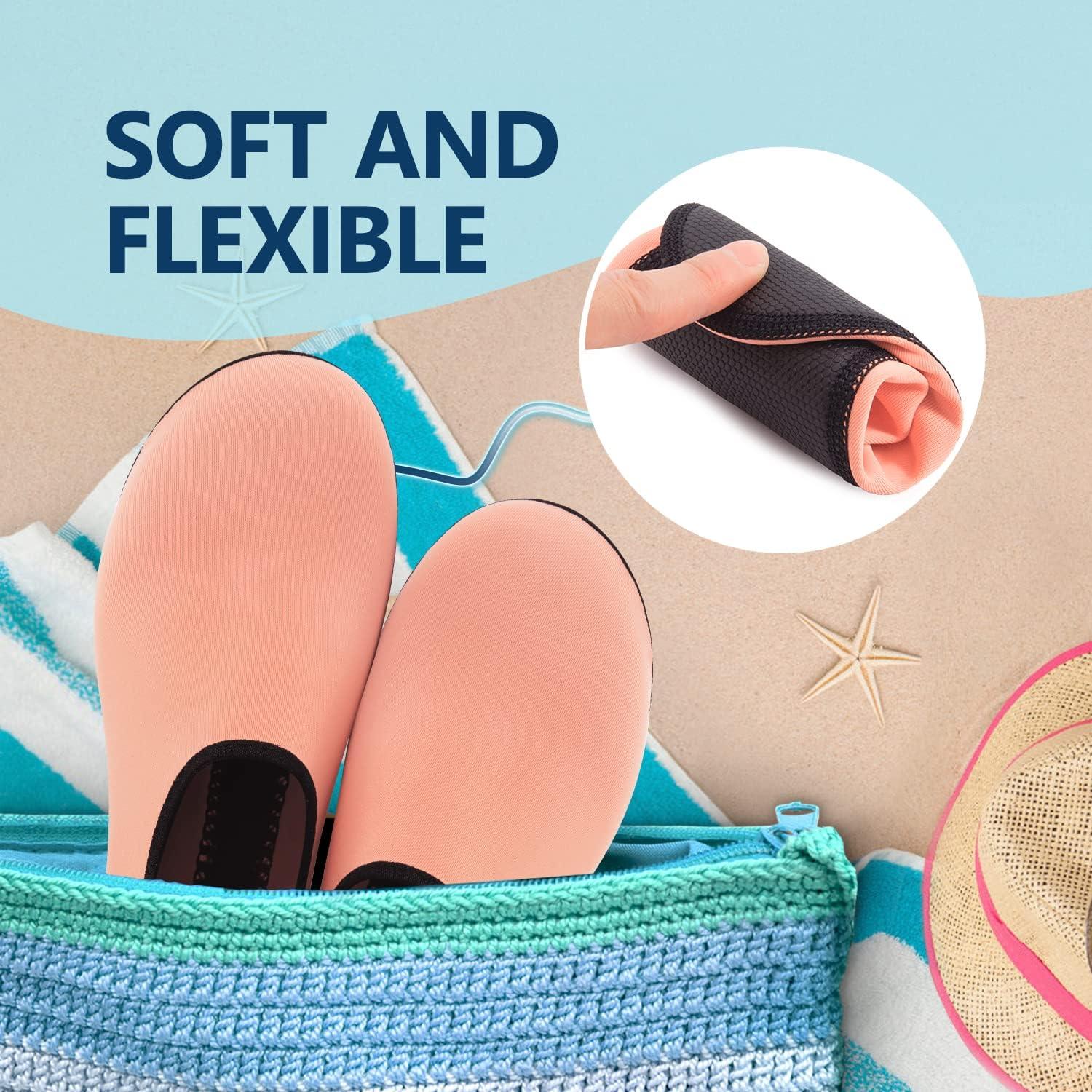JACKSHIBO Water Shoes for Women Men Swim Shoes Water Socks for Cruise Essentials Swimming Aqua Beach Pool Yoga Surf(Orange 1)