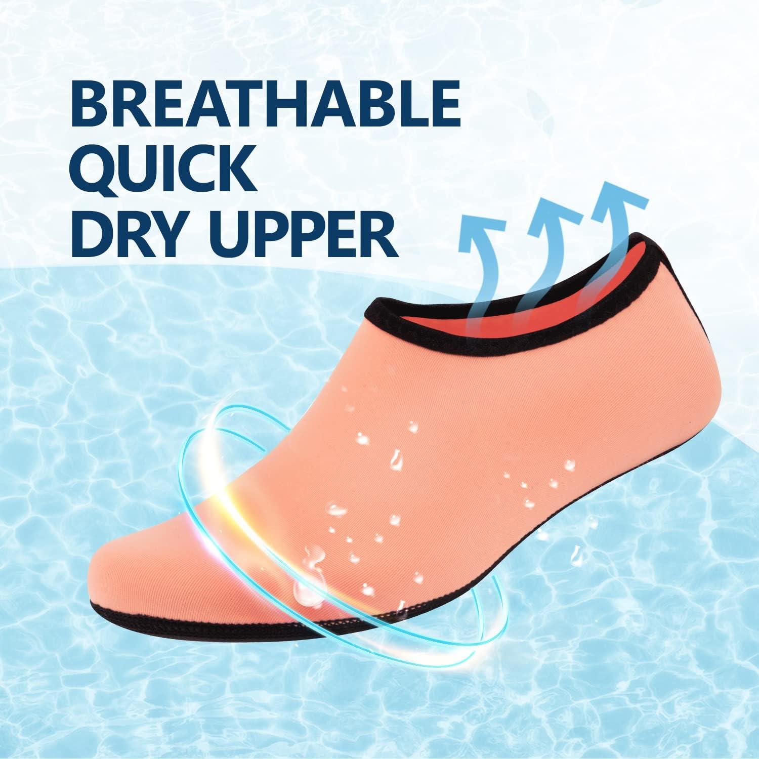 JACKSHIBO Water Shoes for Women Men Swim Shoes Water Socks for Cruise Essentials Swimming Aqua Beach Pool Yoga Surf(Orange 1)