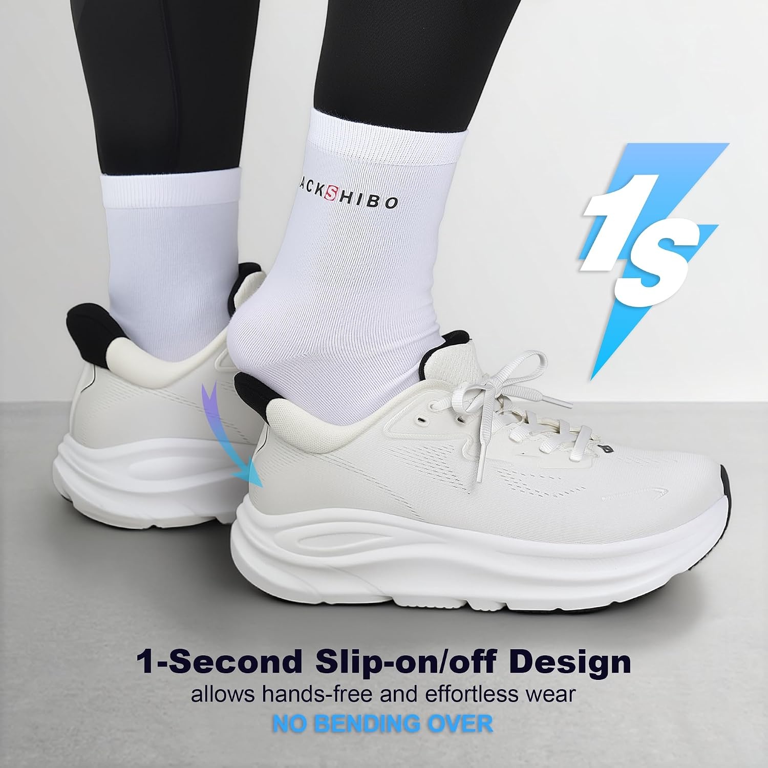 JACKSHIBO Men’s Wide Toe Box Sneakers, Zero Drop Slip On Hands Free with Arch Support, Cushioned Shock Absorption for Gym Cross Training Wide Feet(White)