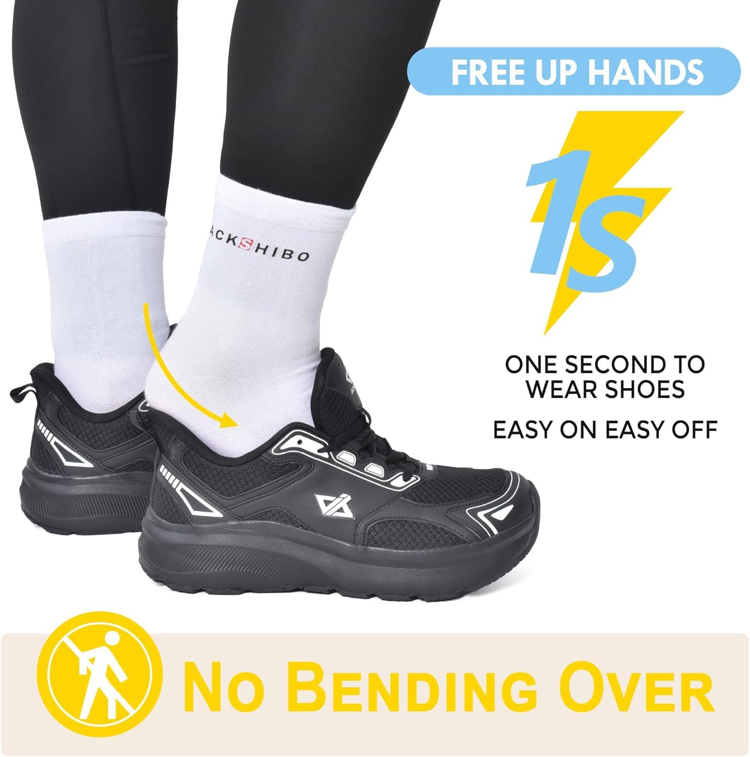 JACKSHIBO Mens Wide Toe Box Slip in Hands Free Shoes,Slip on Arch Support Wide Sneakers,Thick Cushioning Running Shoes,Orthopedic Walking Sneakers with Zero Drop Sole(Allblack)