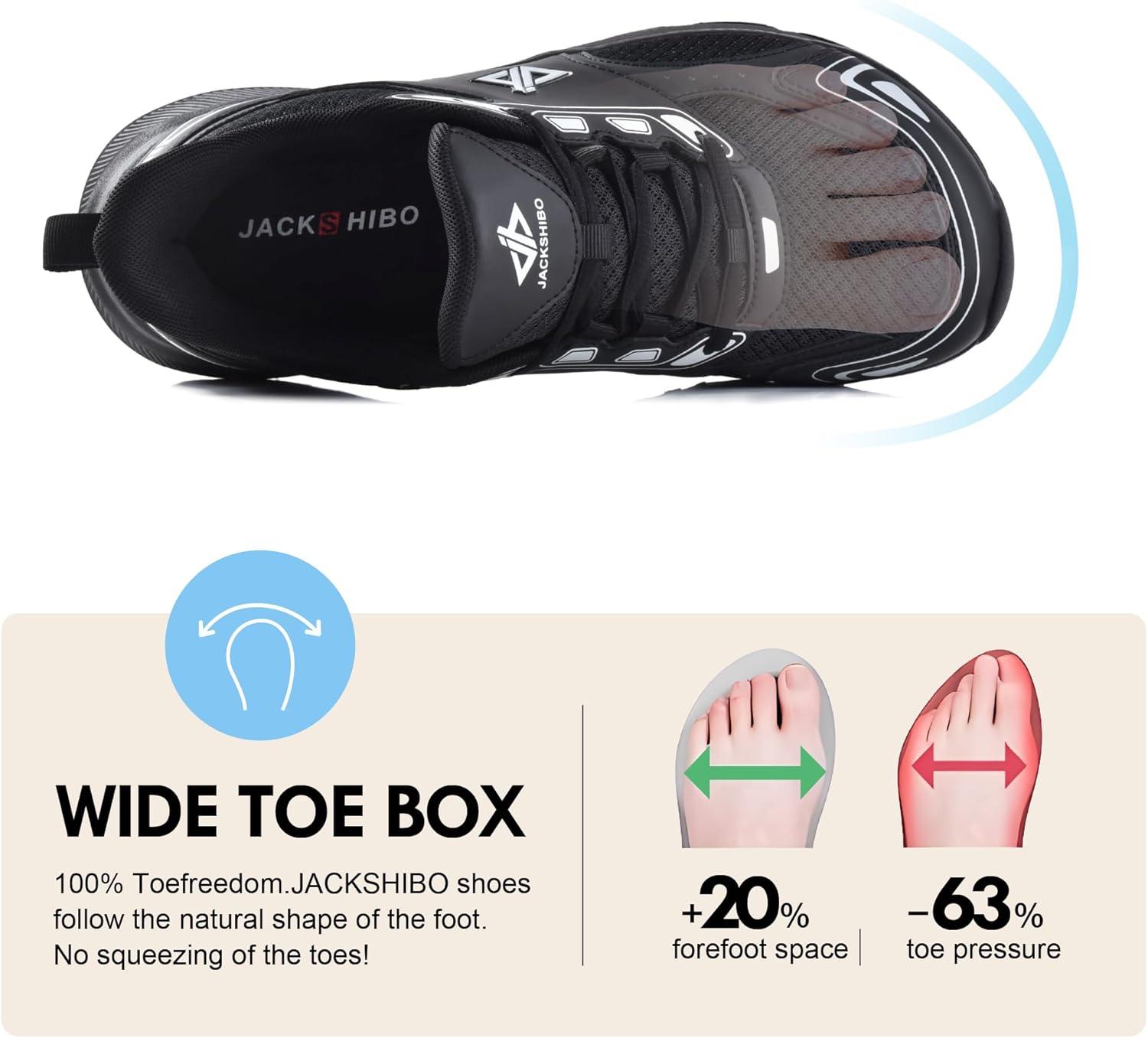 JACKSHIBO Mens Wide Toe Box Slip in Hands Free Shoes,Slip on Arch Support Wide Sneakers,Thick Cushioning Running Shoes,Orthopedic Walking Sneakers with Zero Drop Sole(Allblack)