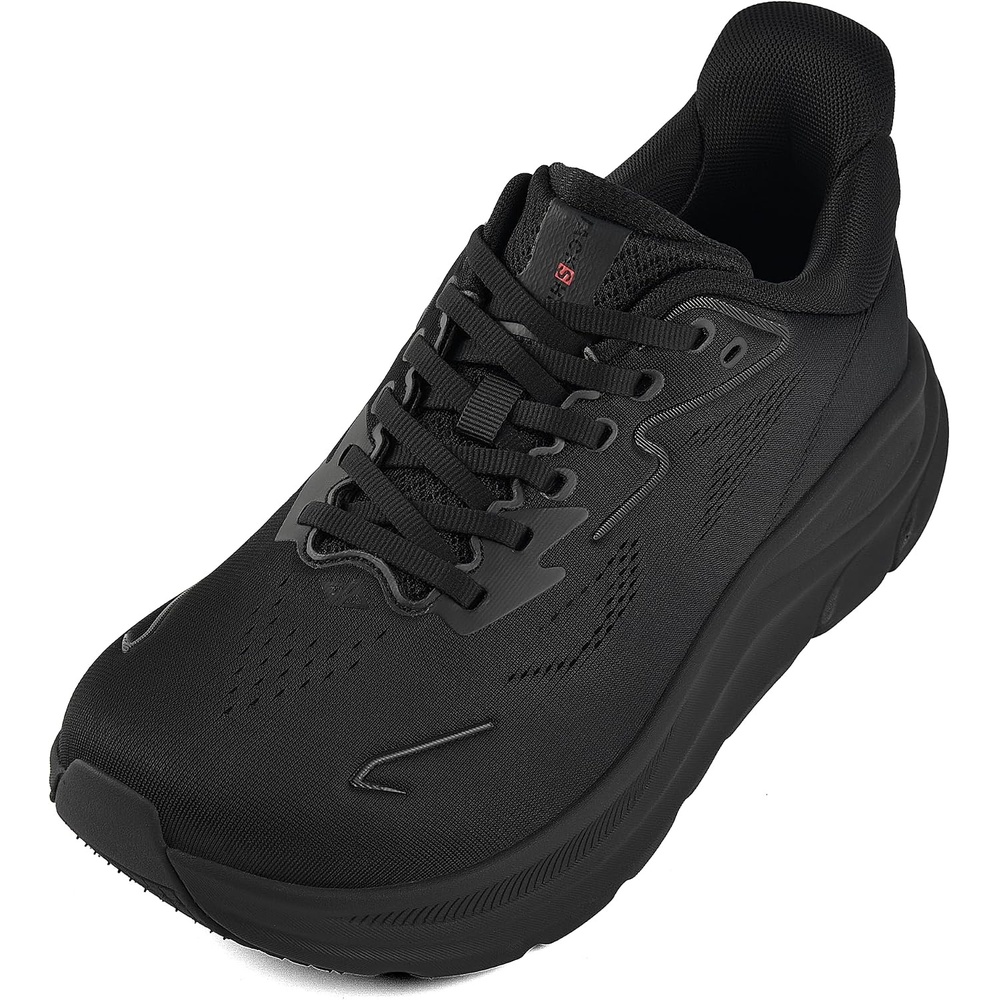 JACKSHIBO Men’s Wide Toe Box Sneakers, Zero Drop Slip On Hands Free with Arch Support, Cushioned Shock Absorption for Gym Cross Training Wide Feet(Allblack)