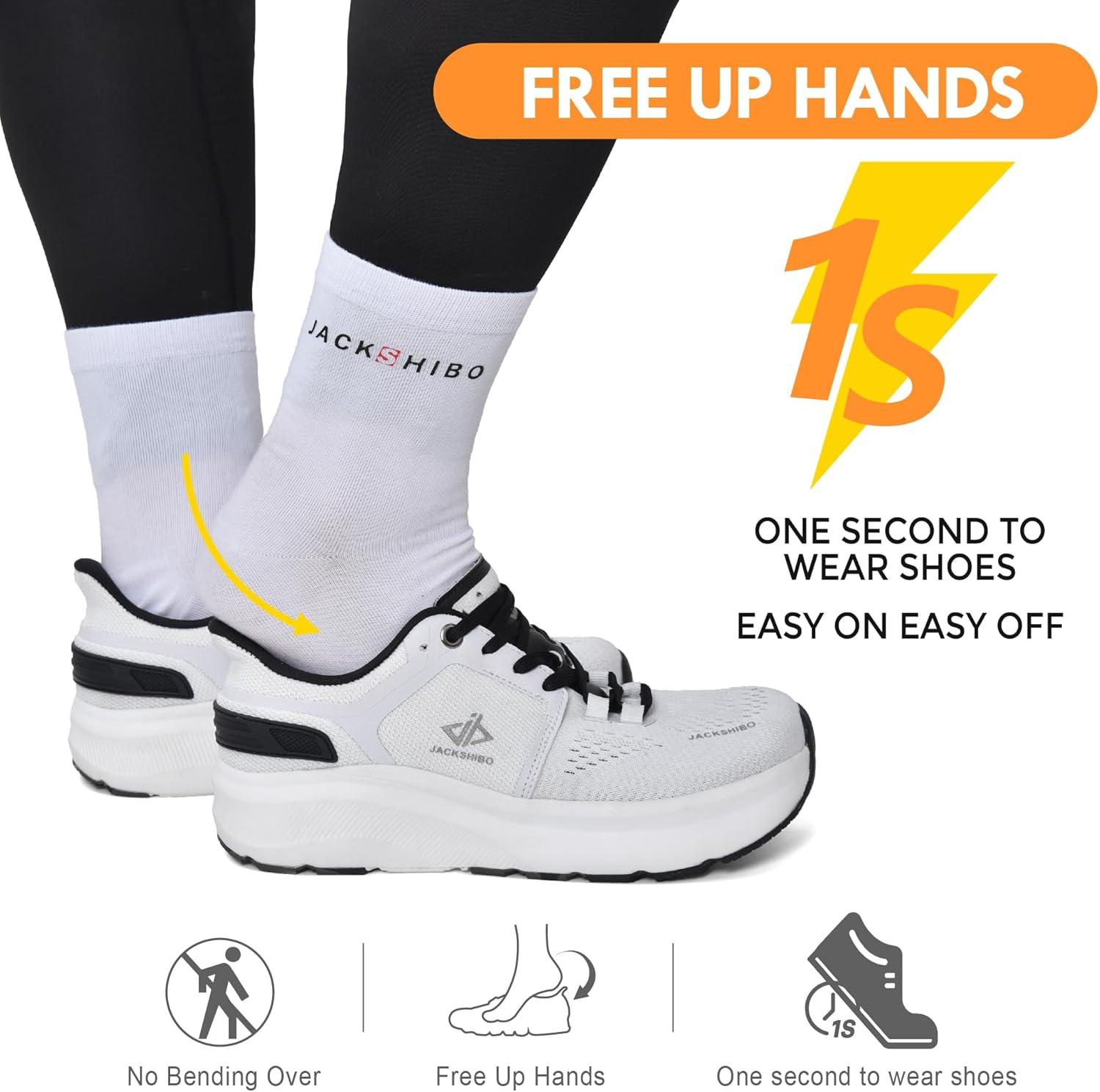 JACKSHIBO Mens Wide Toe Box Slip in Hands Free Shoes,Slip on Arch Support Wide Sneakers,Thick Cushioning Stability Running Shoes,Orthopedic Walking Sneakers(Grey)