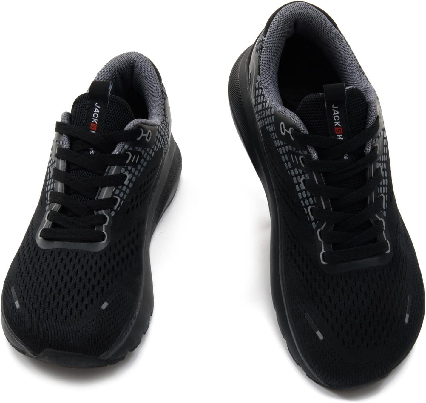 JACKSHIBO Wide Toe Box Shoes Women Arch Support Wide Sneakers for Running Walking Athletic Tennis Orthopedic Plantar Fasciitis Workout with Thick Cushion Zero Drop Sole Width Shoes(Black)