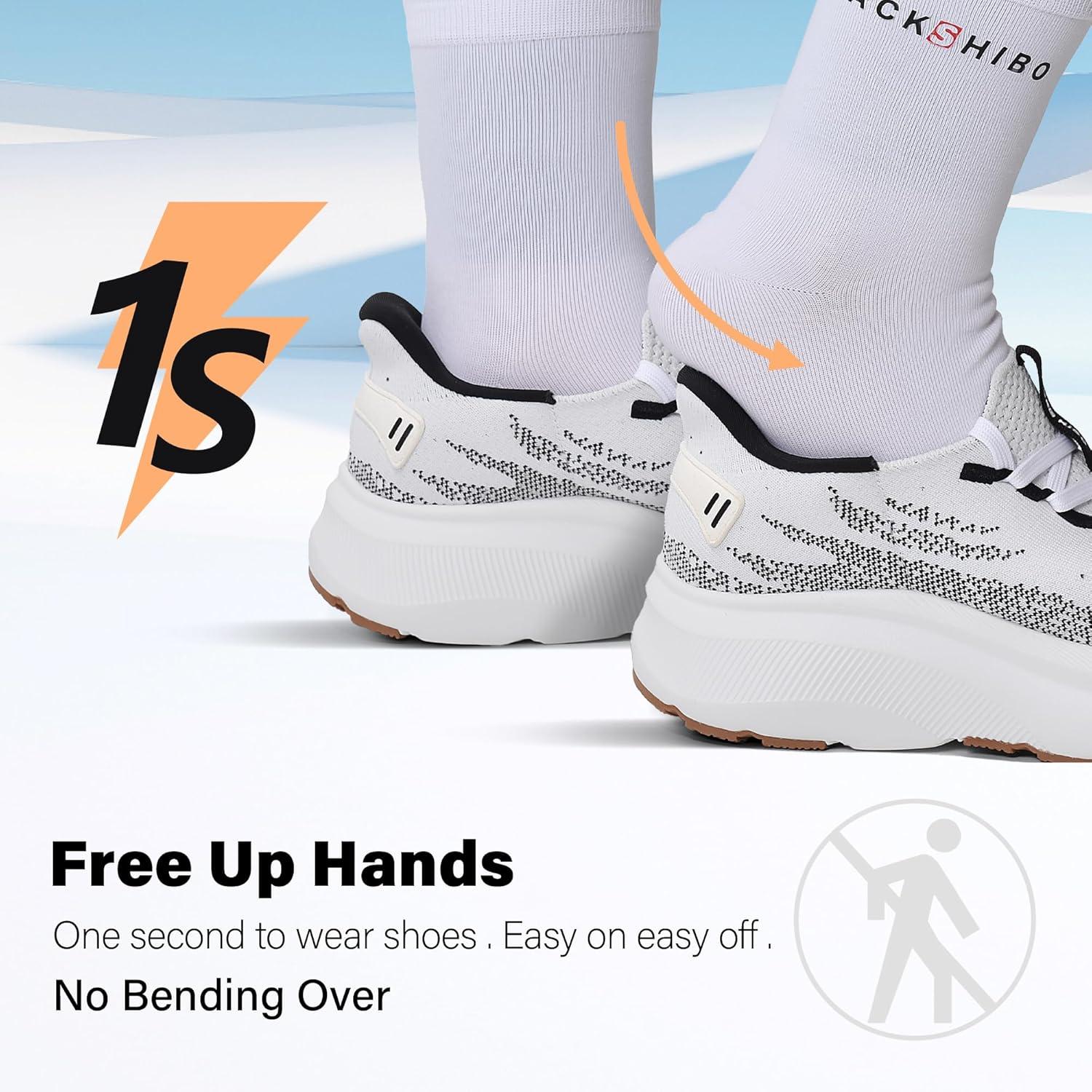 JACKSHIBO Slip in Women Hands Free Walking Shoes Wide Toe Box Arch Support with Metatarsal Pads Athletic Tennis Sneakers Slip on Breathable Plantar Fasciitis Orthopedic Thick Cushion Zero Drop Sole(Wide Toe Box Whitegray)