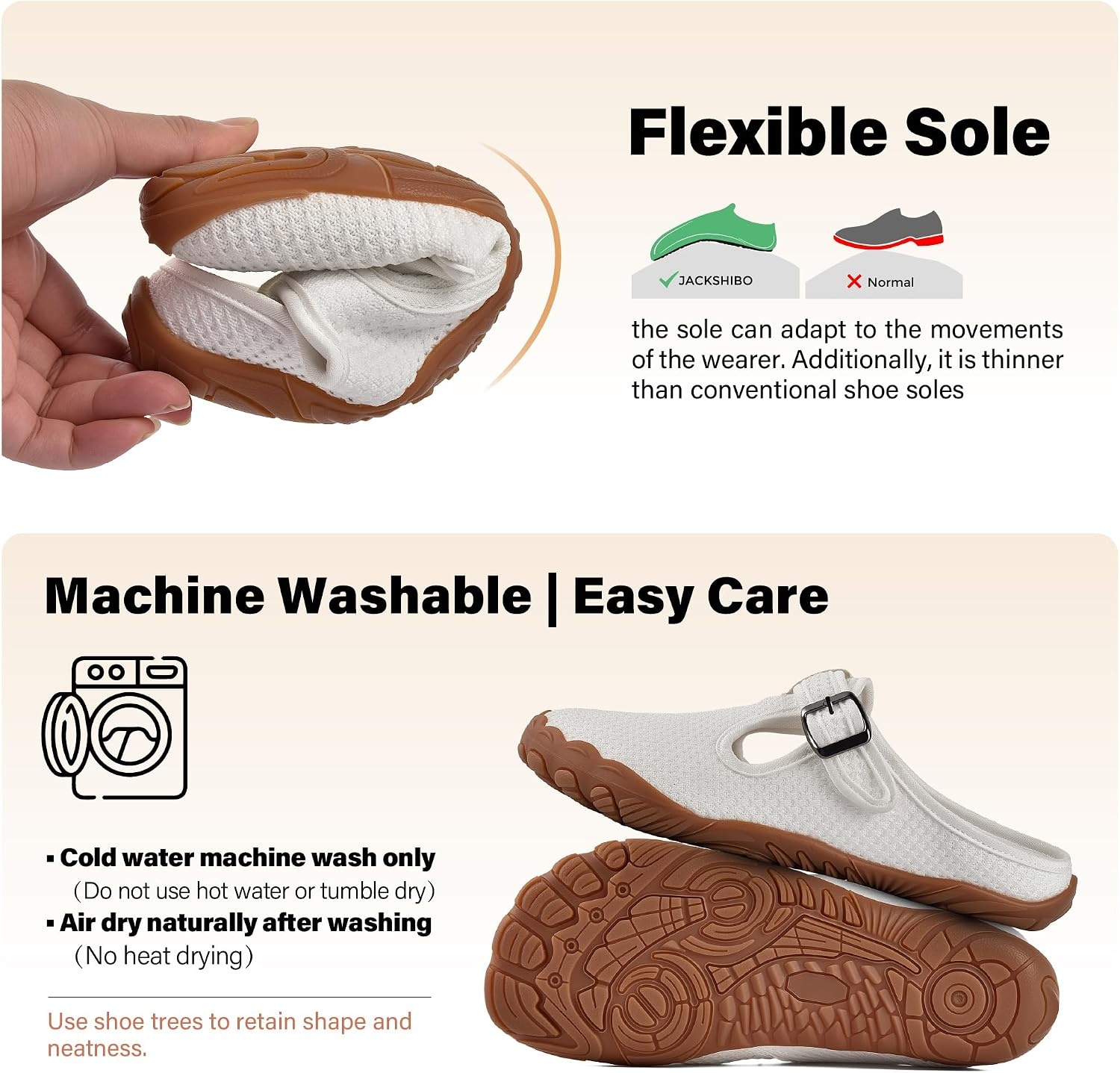 JACKSHIBO Women’s Mesh Mule Clogs Wide Toe Box Arch Support Slippers | Slip on, Closed Toe, Zero Drop, Plantar Fasciitis Orthopedic, Adjustable Buckle, Metatarsal Pads, Indoor Outdoor Backless(Slip on White)