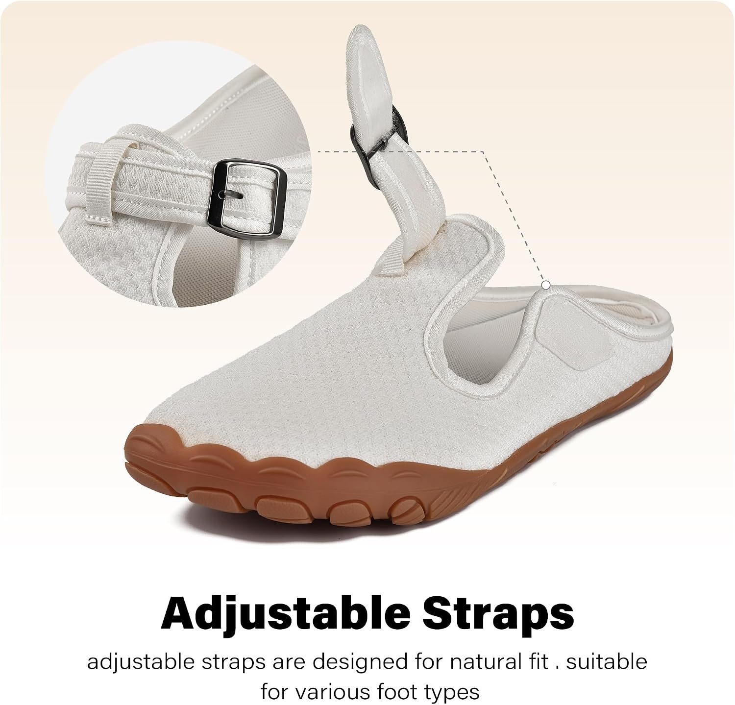 JACKSHIBO Women’s Mesh Mule Clogs Wide Toe Box Arch Support Slippers | Slip on, Closed Toe, Zero Drop, Plantar Fasciitis Orthopedic, Adjustable Buckle, Metatarsal Pads, Indoor Outdoor Backless(Slip on White)